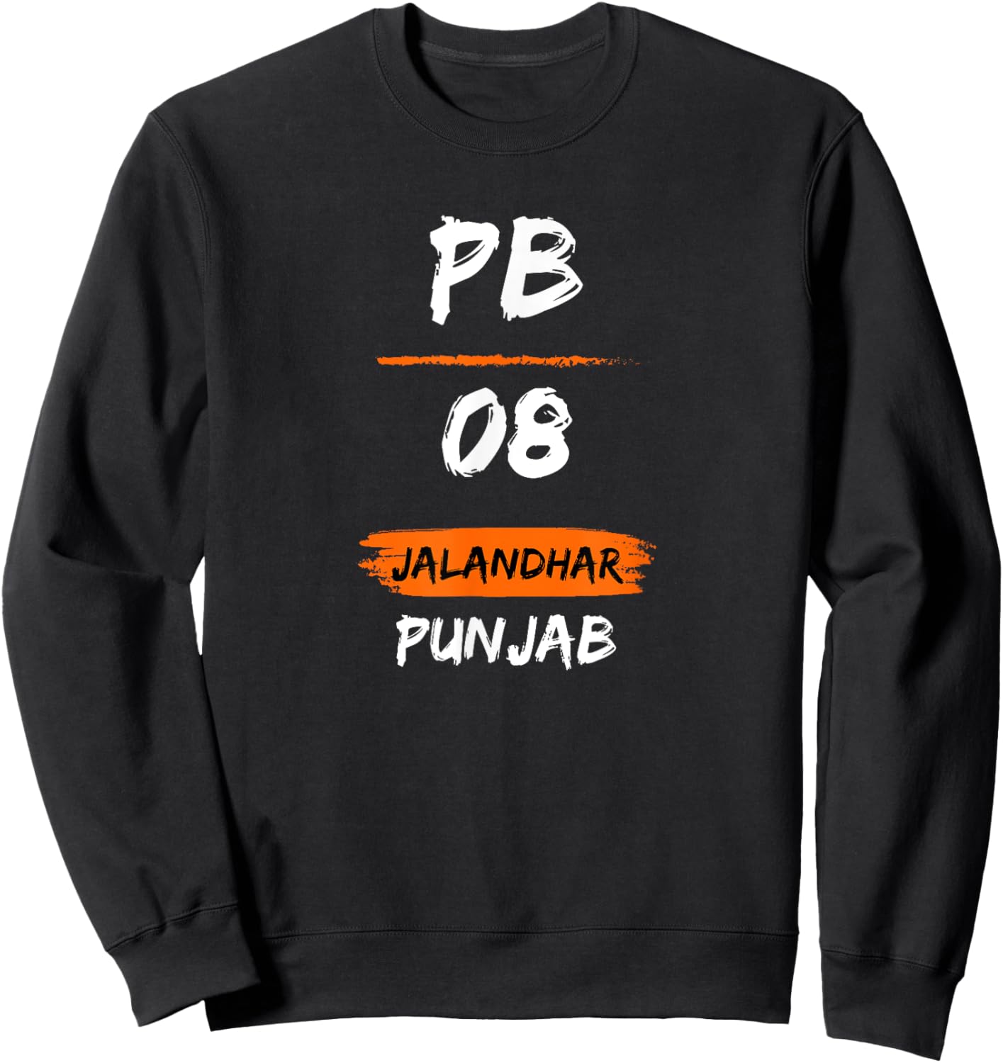 Jalandhar PB08 Car Number Funny Punjab Graphic Punjabi Sweatshirt - Sweatshirt | Black