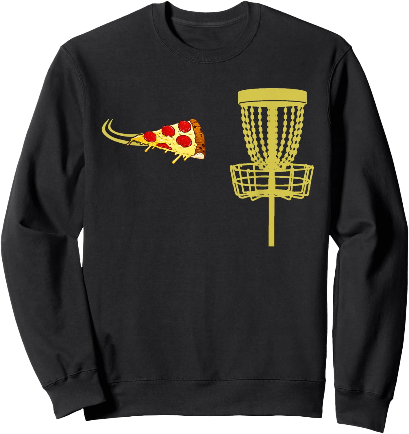 Pizza Disc Golf Frisbee Funny T Shirt Gift or Women Sweatshirt - Sweatshirt | Black