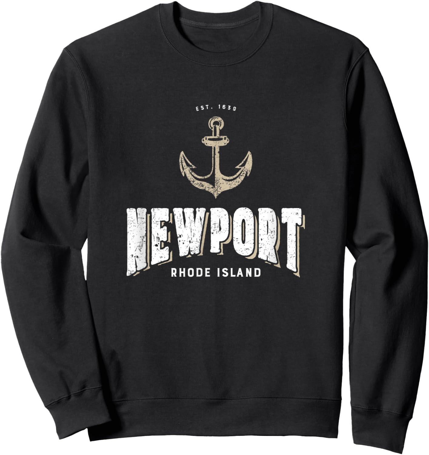 Newport Rhode Island Retro Vintage sailing Sweatshirt - Sweatshirt | Black