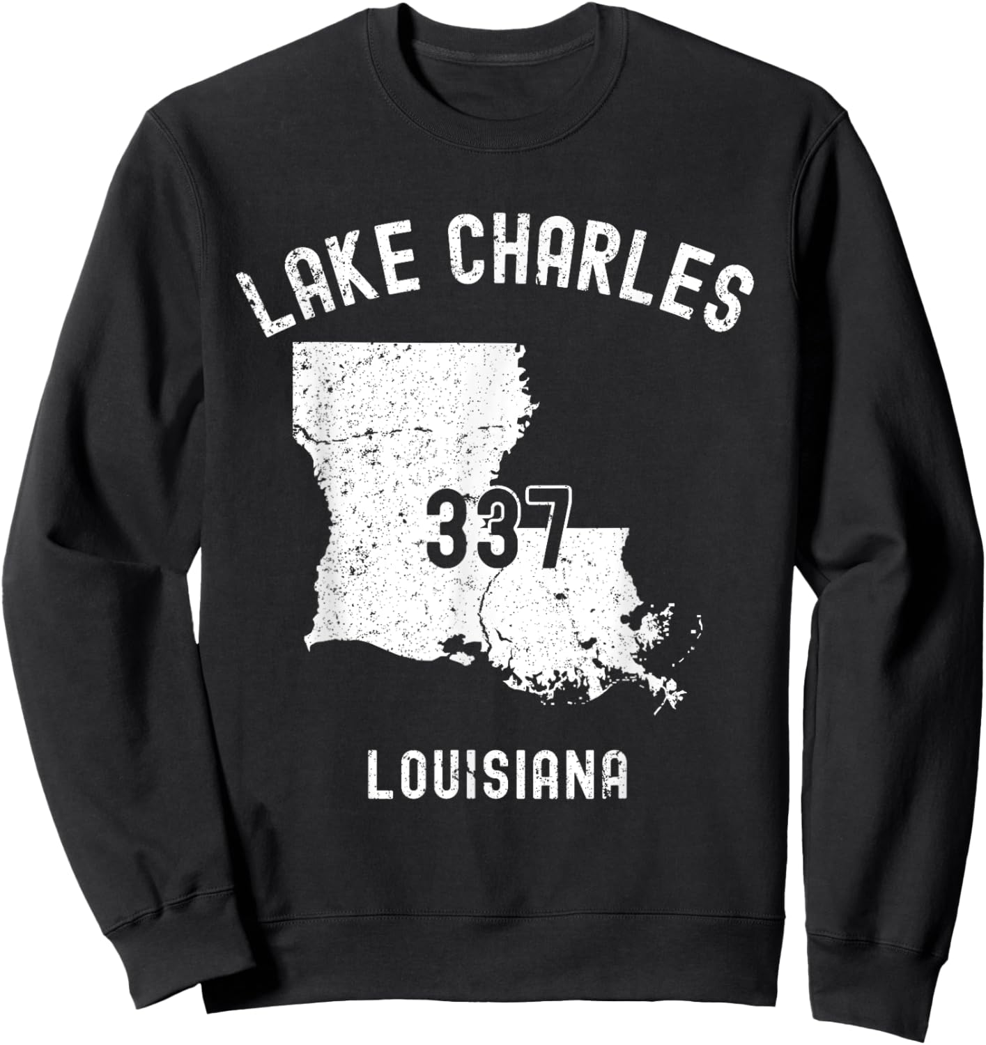 Lake Charles Louisiana LA 337 Vintage Athletic Style Sweatshirt - Sweatshirt | Black