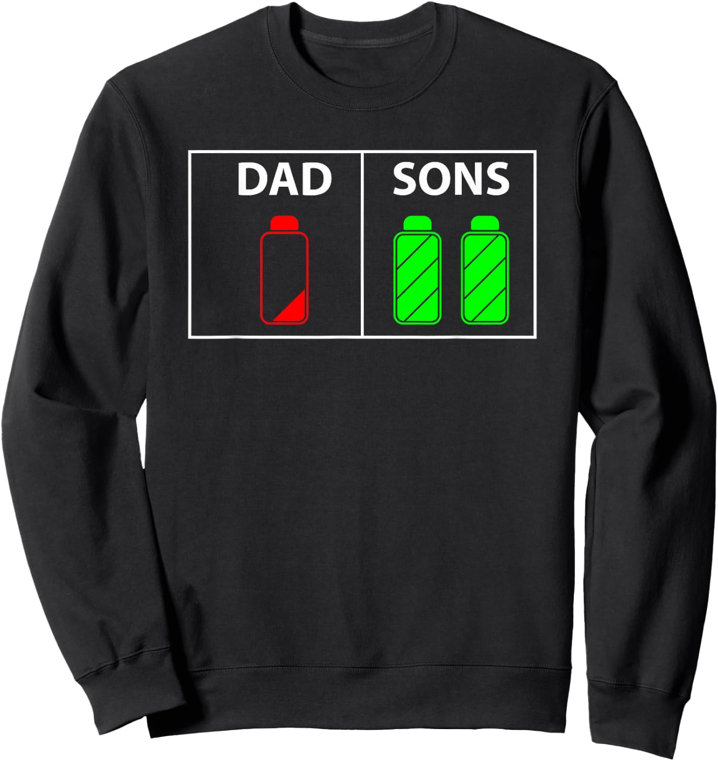 Low Battery Dad of Two Sons or Twin Boys Sweatshirt - Sweatshirt | Black