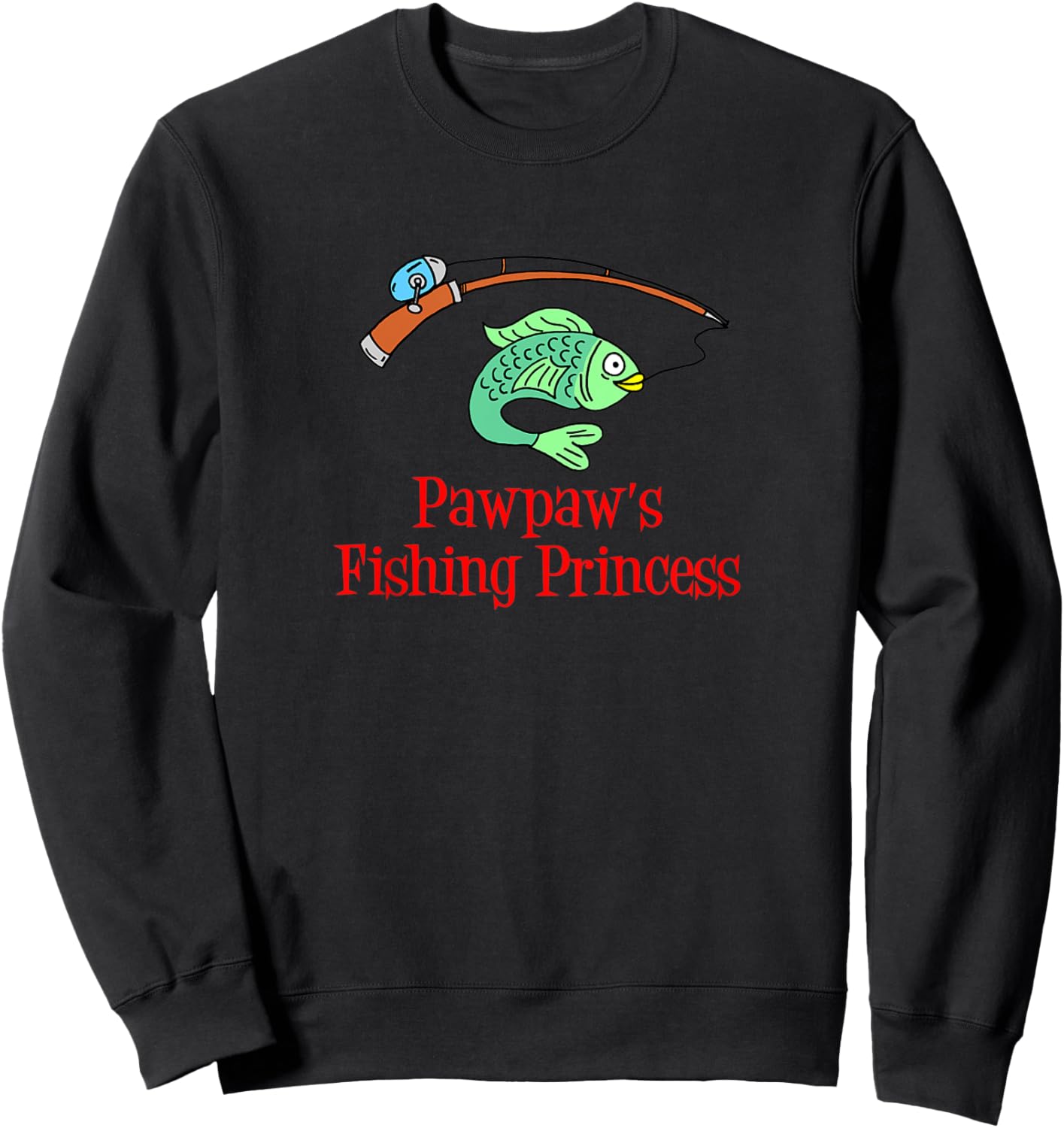 Kids Pawpaw's Fishing Princess Granddaughter Fish Sweatshirt - Sweatshirt | Black