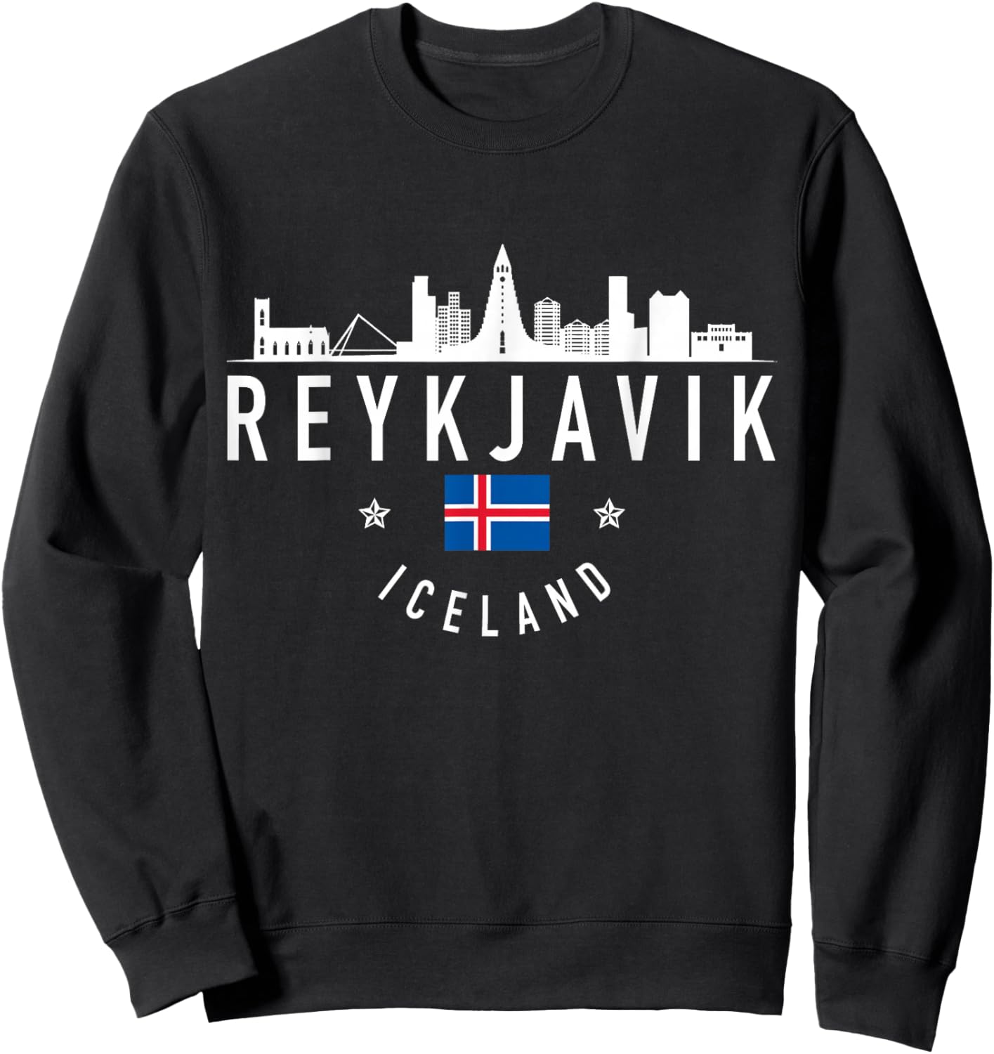 Reykjavik Iceland Skyline Flag Pride Souvenir Sweatshirt - Sweatshirt | Black