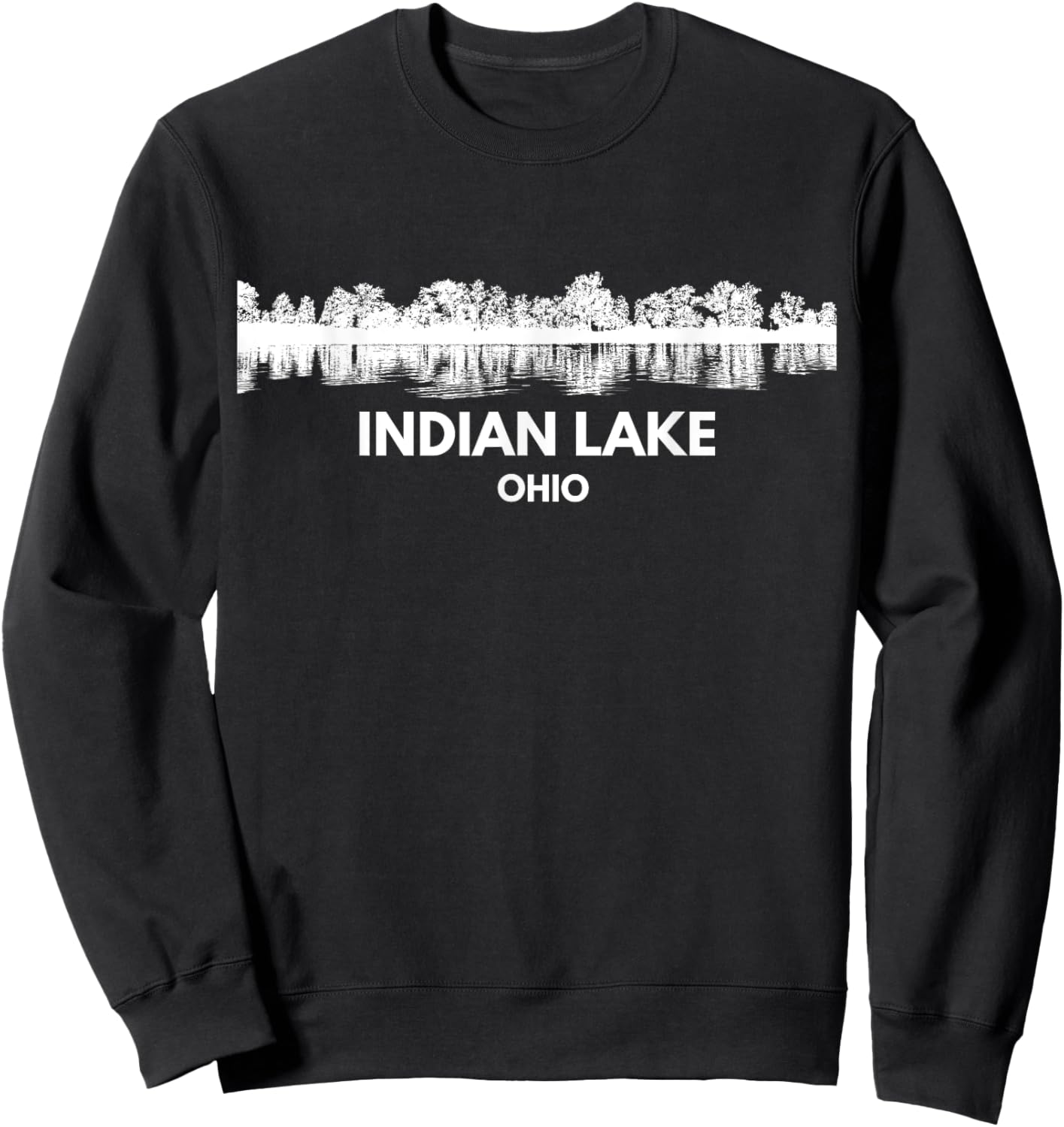 INDIAN Lake OHIO Trip Funny Summer Fishing Camping Crew 2025 Men Women Kids Sweatshirt - Sweatshirt | Black