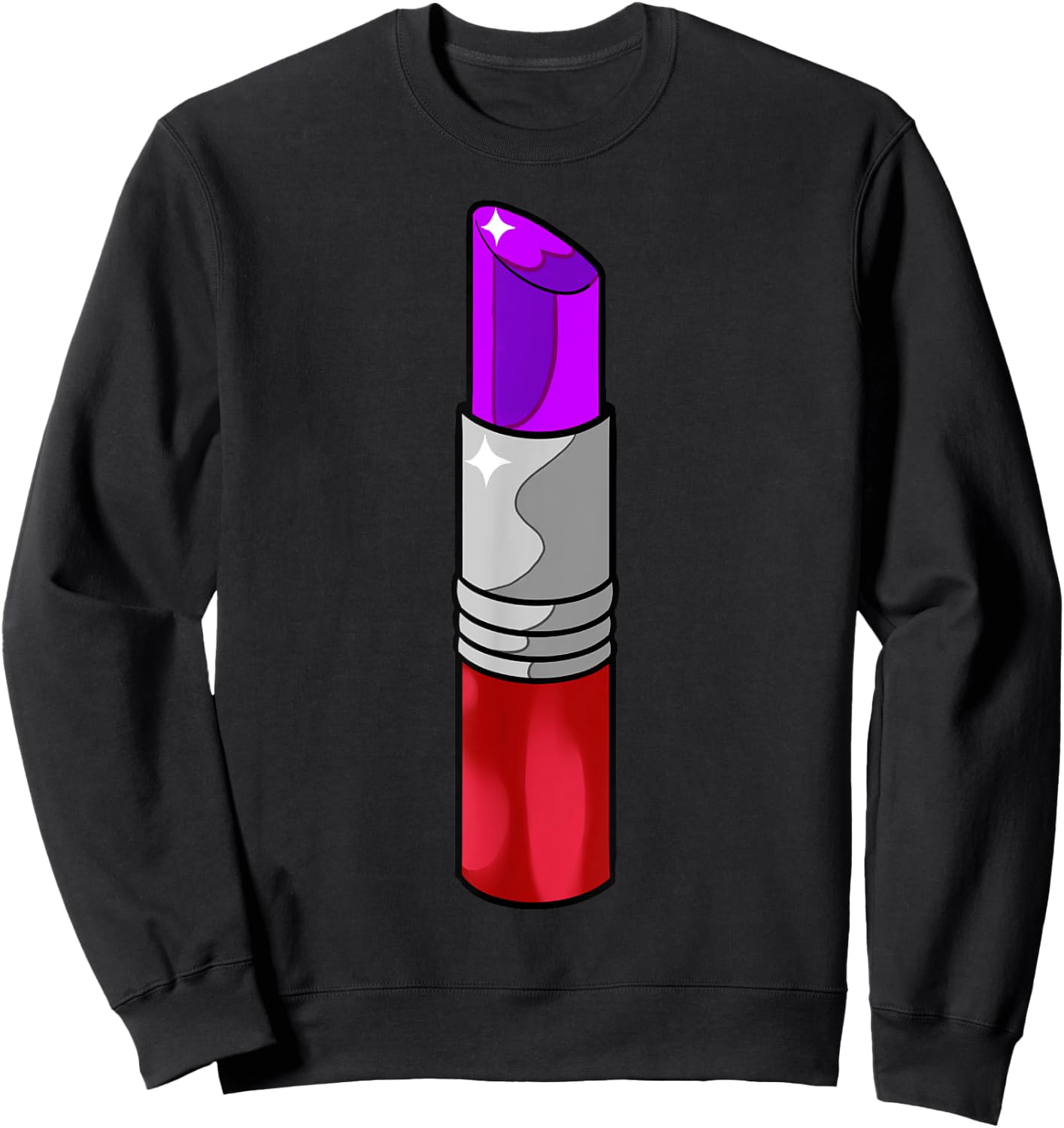 Vintage 70s Retro Purple Lipstick Sweatshirt - Sweatshirt | Black