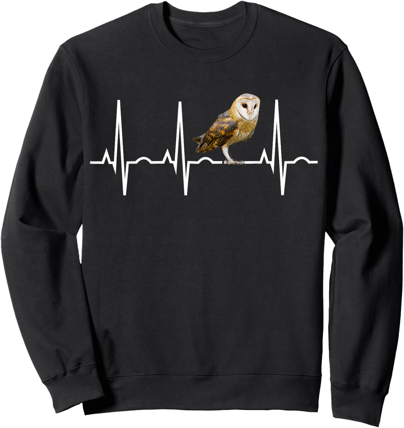 Barn Owl Shirt - Bird of Prey Heartbeat for Birders Sweatshirt - Sweatshirt | Black