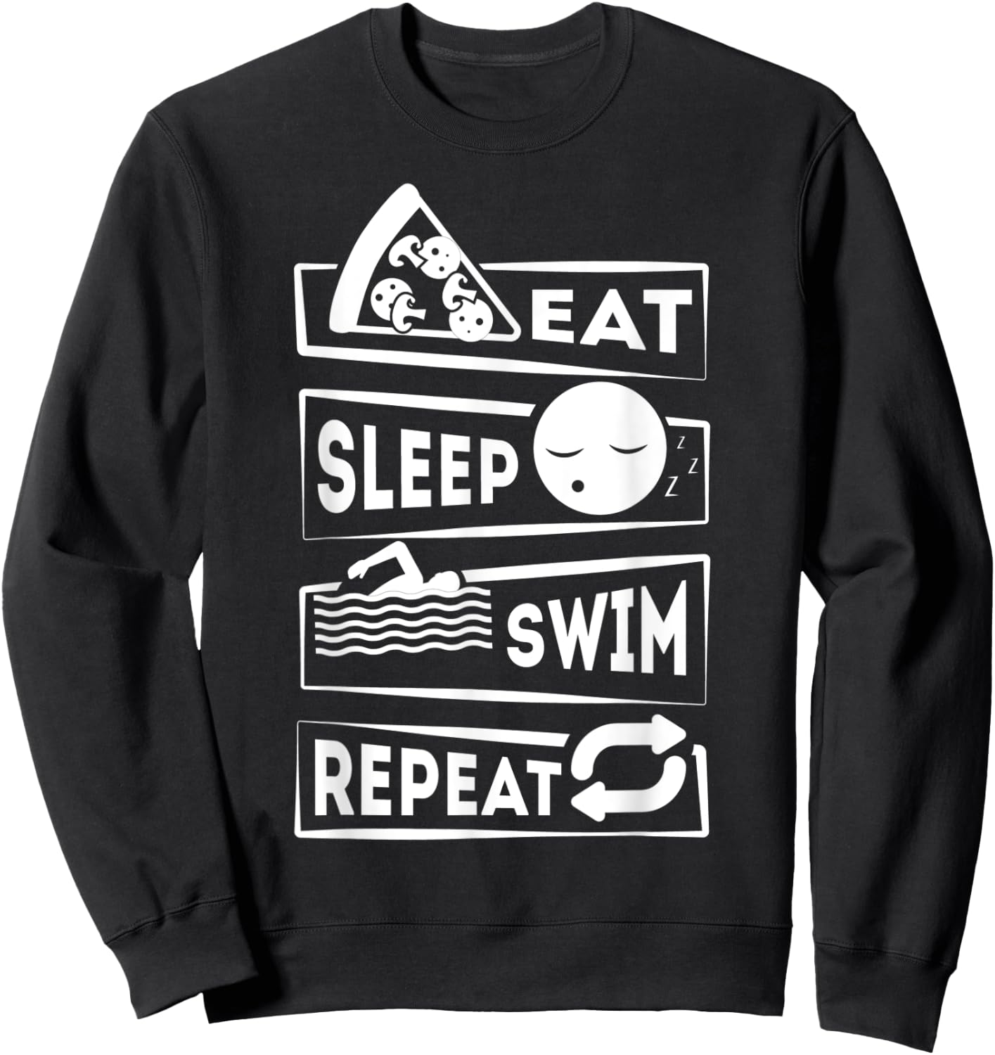 Eat Sleep Swim Repeat Swimming Sweatshirt - Sweatshirt | Black