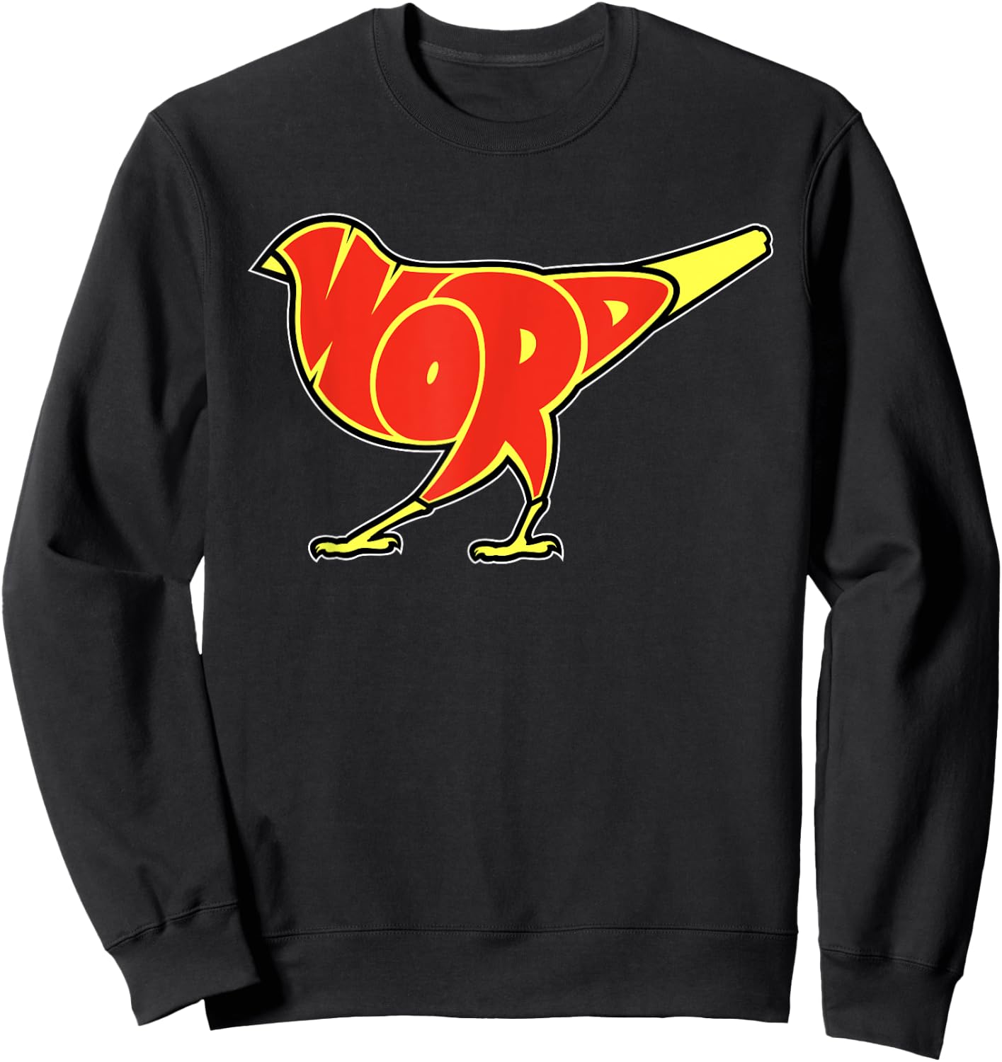 Taran Lopez Art Bird is the Word -Adults Black Cotton, Polyester Blend Modern Letter Print Small Sweatshirt - Sweatshirt | Black