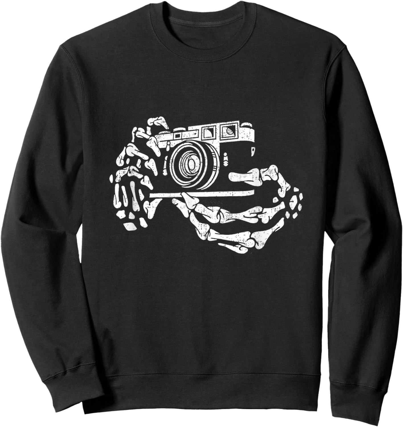 Skeleton Photographer Hand Funny Costume Halloween Sweatshirt - Sweatshirt | Black