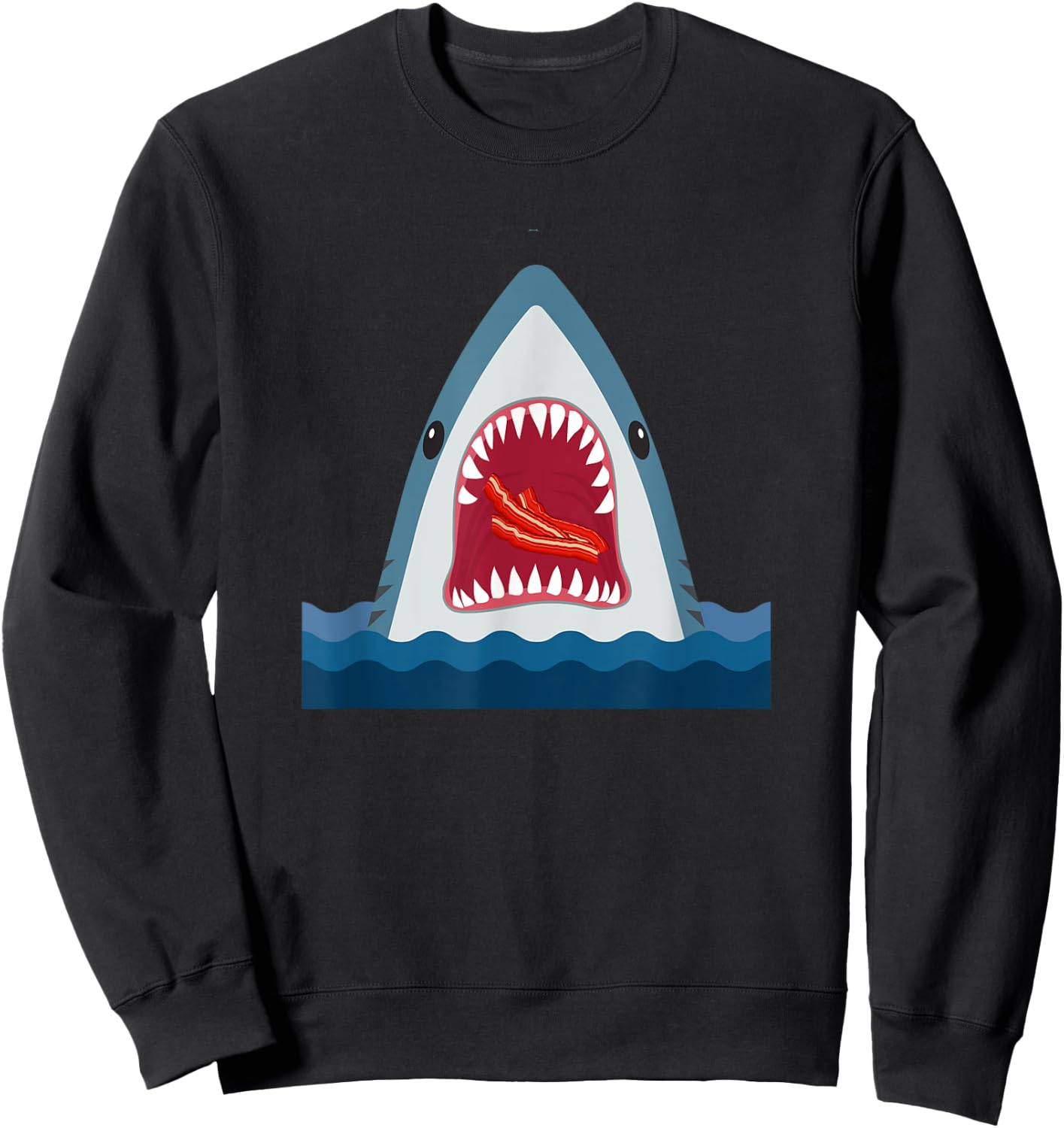 Shark Design Shark Food Bacon Food Lover Gift Sweatshirt - Sweatshirt | Black