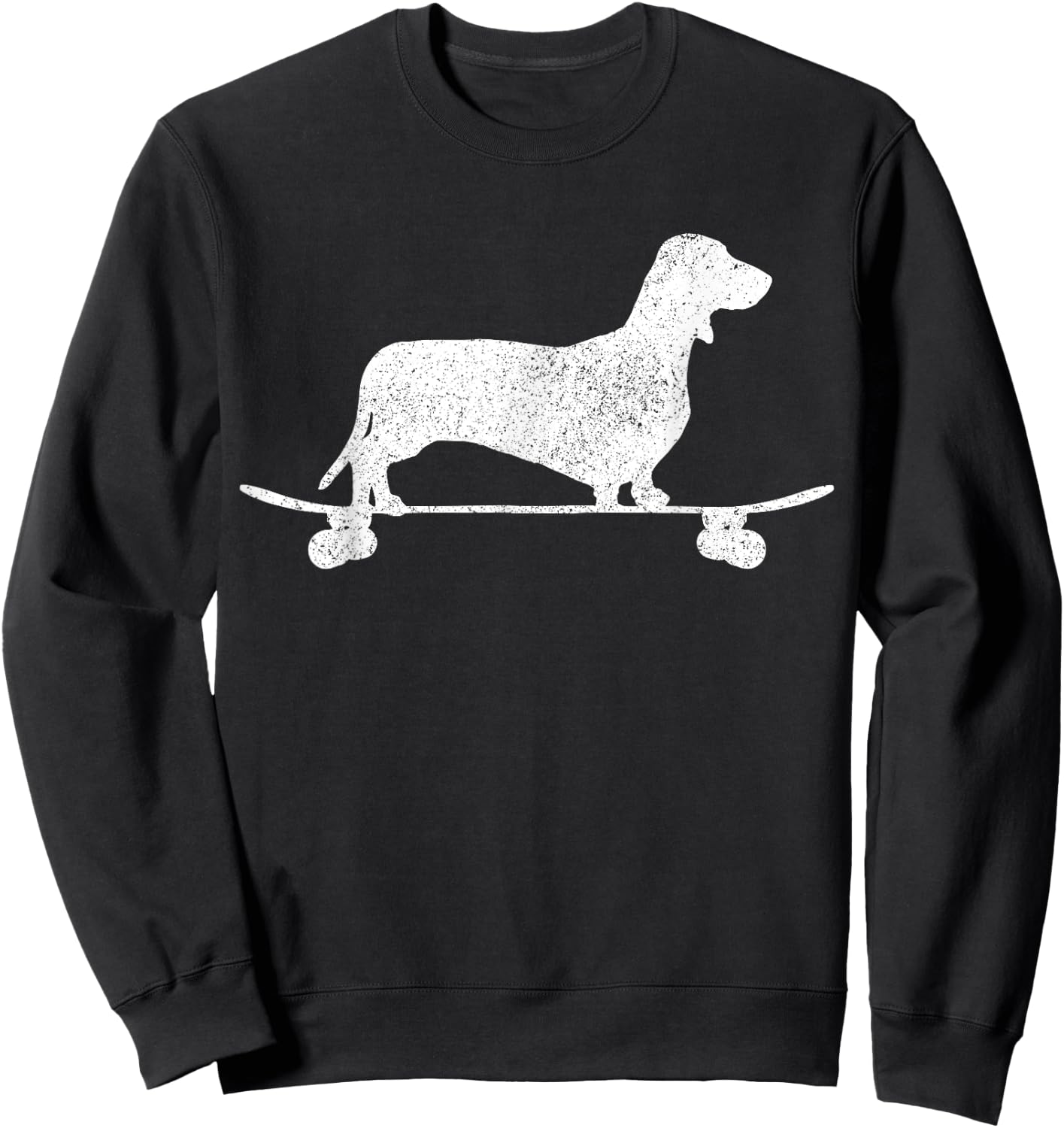 Dachshund on Skateboard Dog Funny Dachshund Men Women Girls Kids Sweatshirt - Sweatshirt | Black