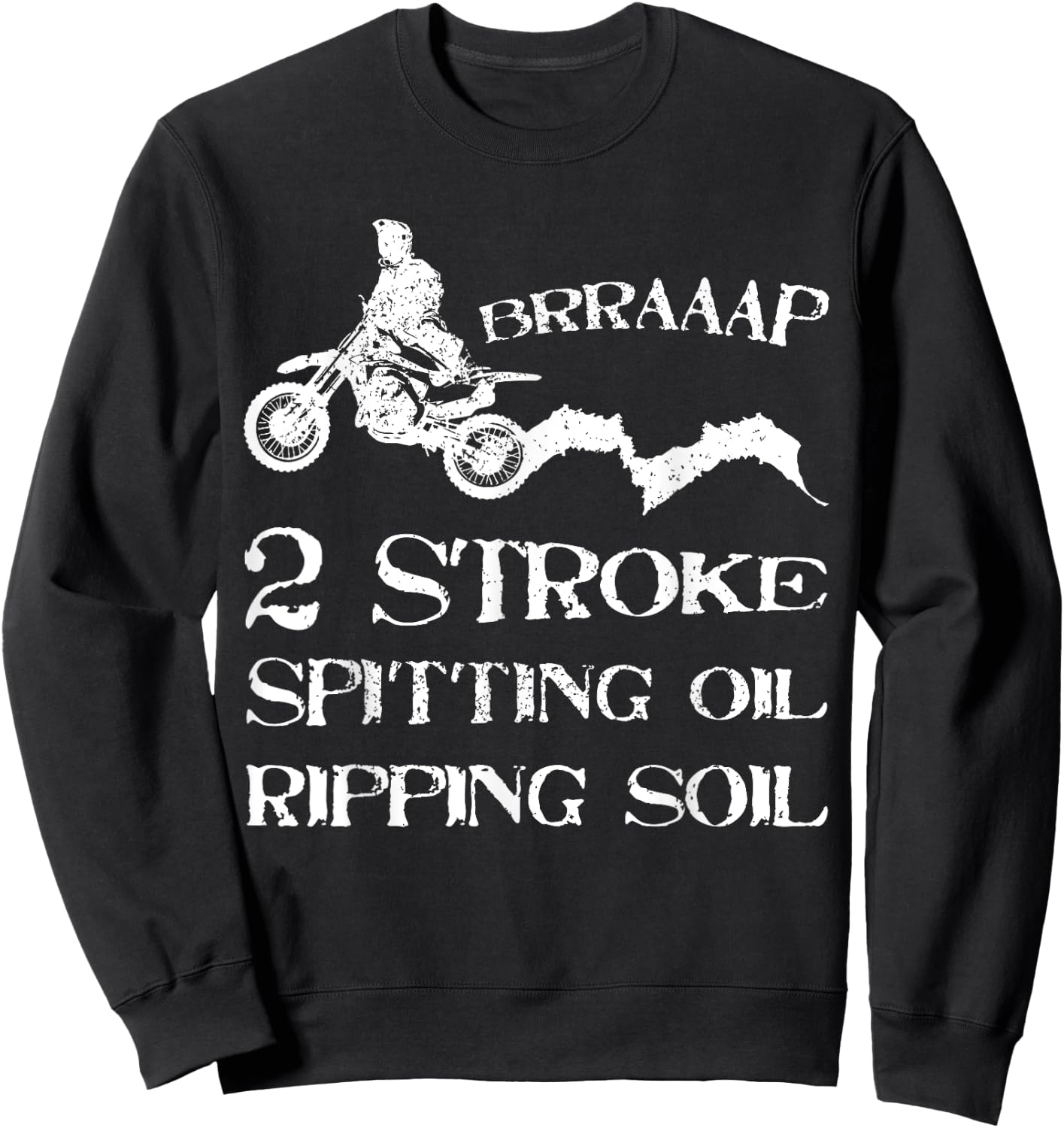 Dirt Bike 2 Stroke Motorcycle Rider Motocross Off-Road Biker Sweatshirt - Sweatshirt | Black