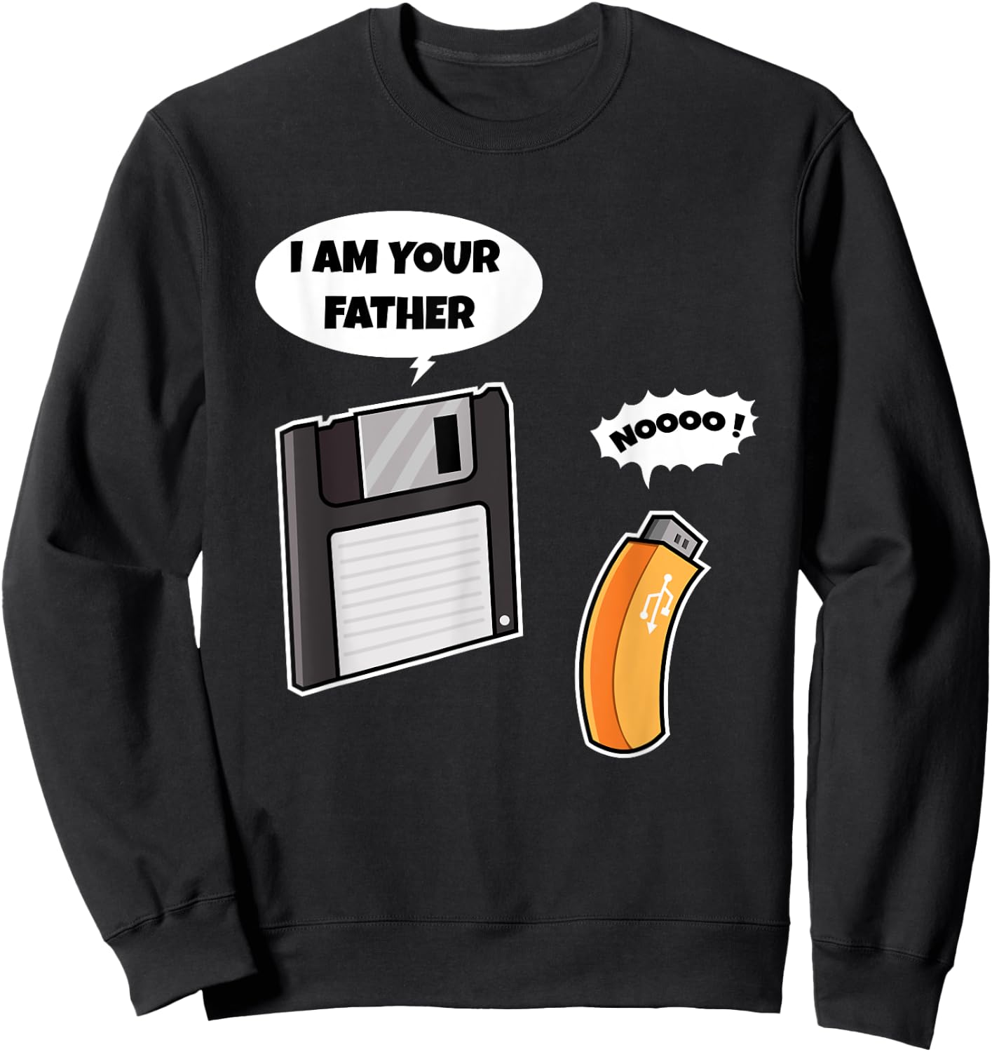 Funny Father Floppy Disk and Son USB Flash Drive Nerdy Gift Sweatshirt - Sweatshirt | Black