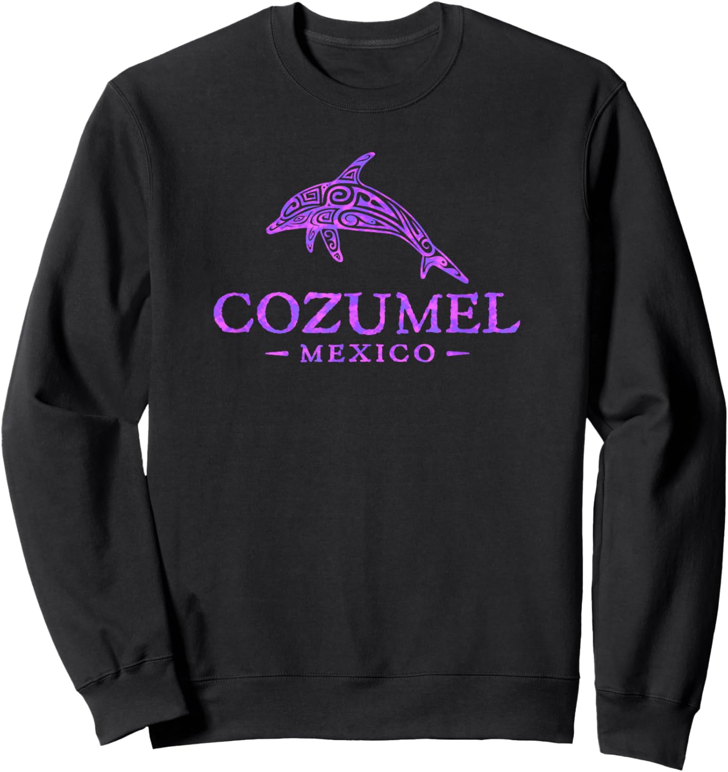 Retro Cozumel Mexico Souvenir Colorful Dolphin Girls Sweatshirt - Sweatshirt | Black