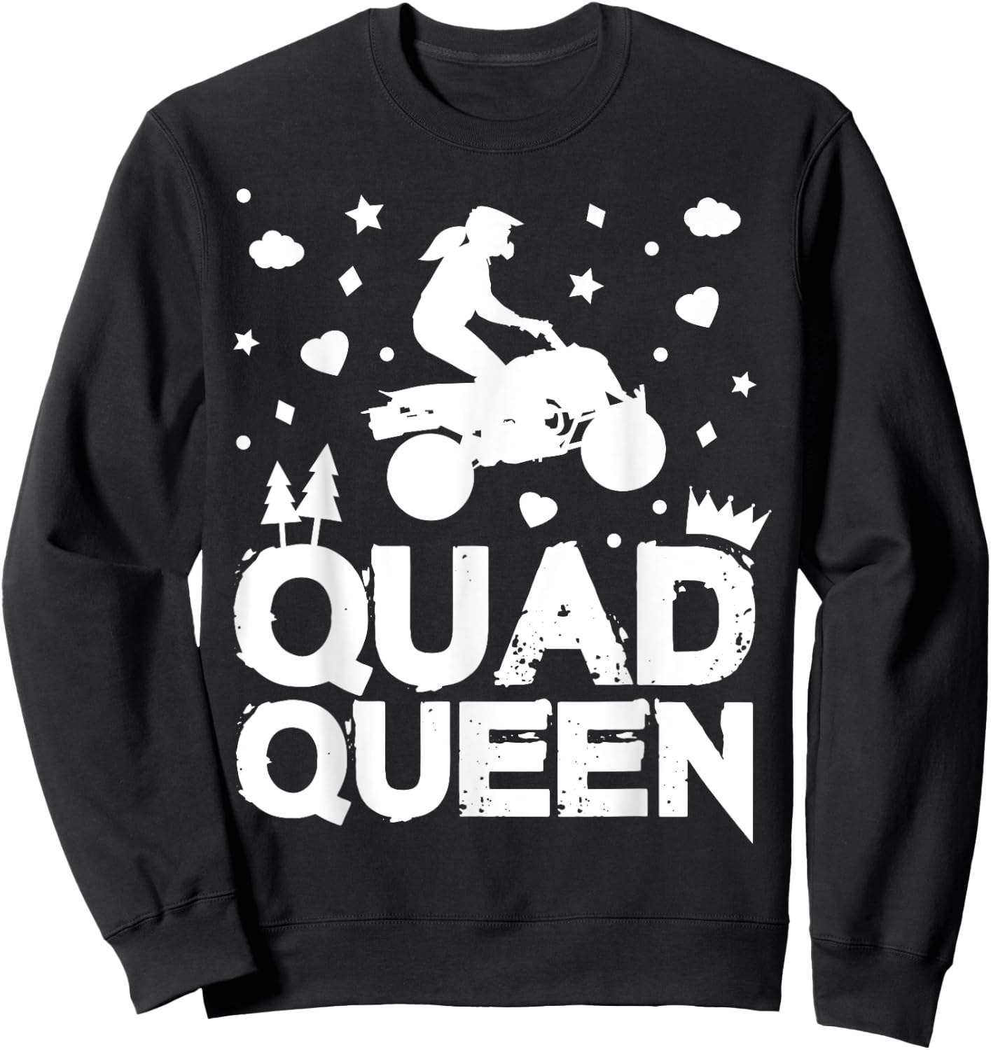 Cute ATV Four Wheeling Quad Queen Girls Offroad Riding Sweatshirt - Sweatshirt | Black