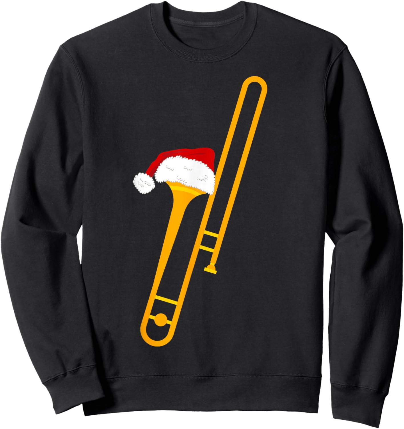 Santa Hat And Trombone Cool Christmas Novelty Sweatshirt - Sweatshirt | Black