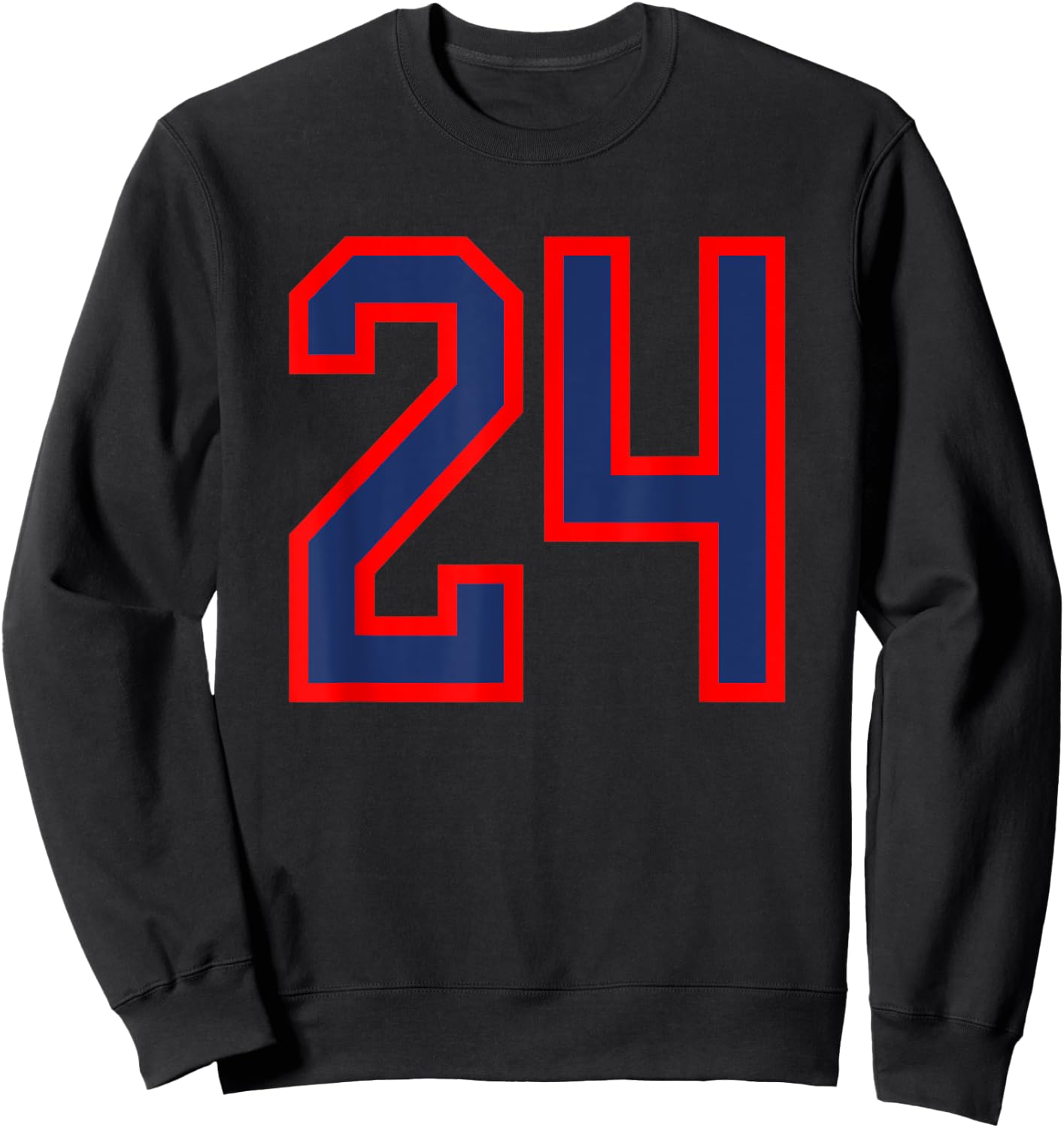 Jersey Number #24 Red Blue Sports Birthday Lucky Number 24 Sweatshirt - Sweatshirt | Black
