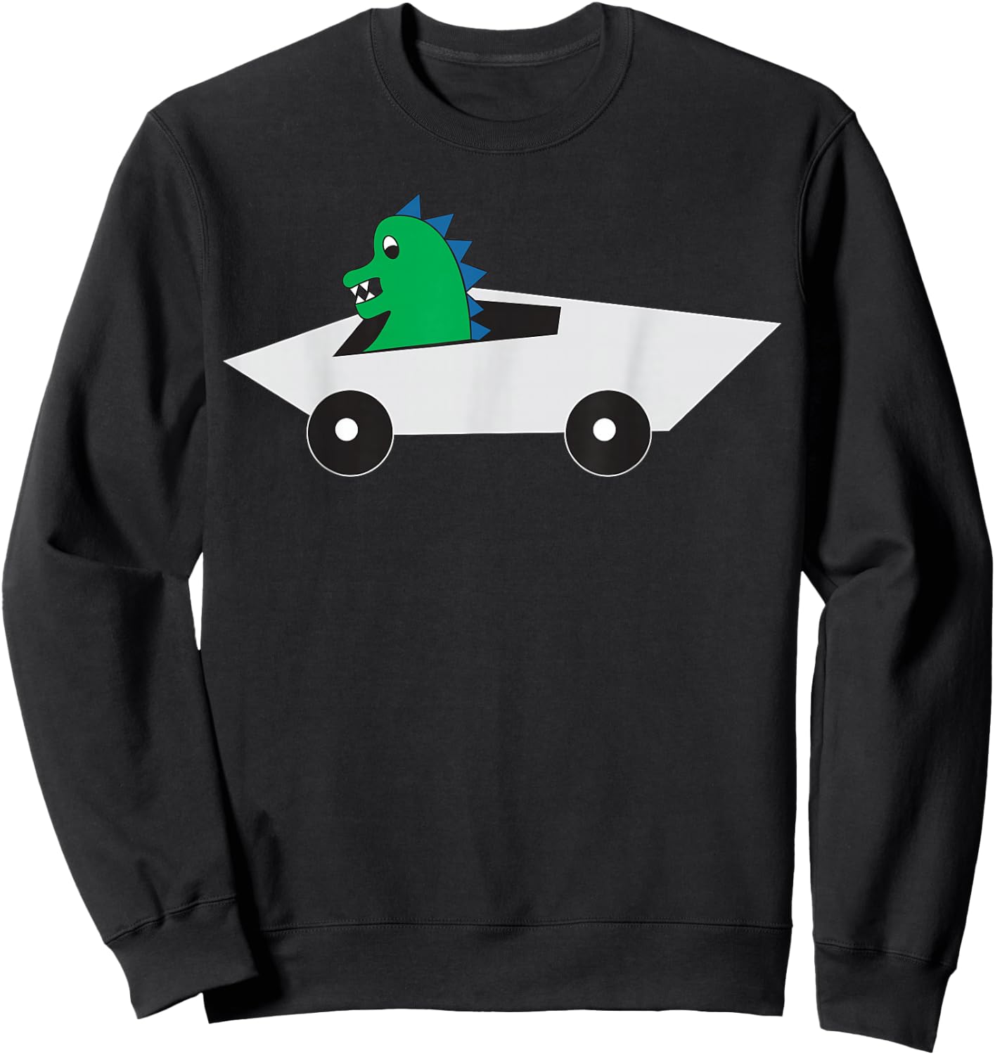 Dinosaur Driving Futuristic Electric Truck Sweatshirt - Sweatshirt | Black