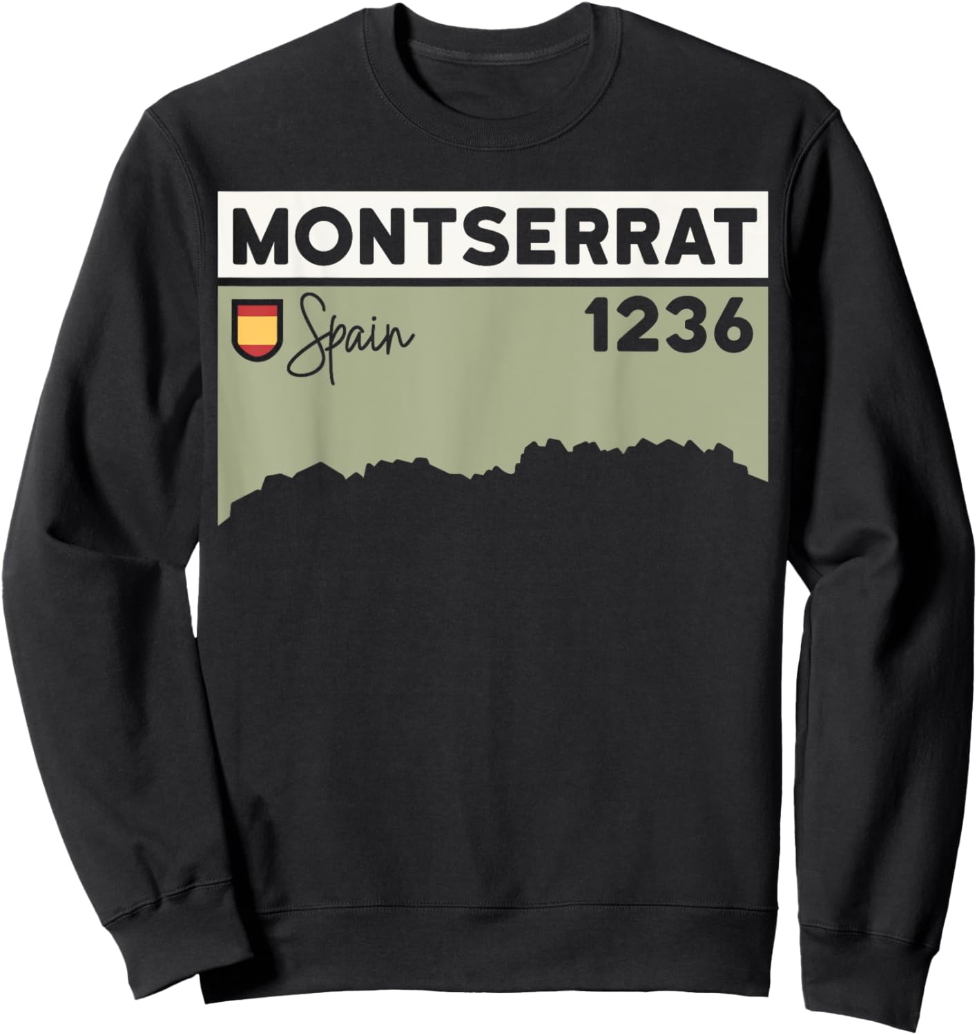 Montserrat Height Hike Monastery Barcelona Spain Hiking Sweatshirt - Sweatshirt | Black