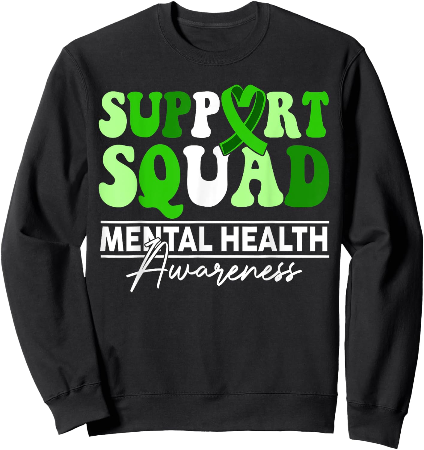 Support Squad Sunflower Hair Mental Health Awareness Sweatshirt - Sweatshirt | Black