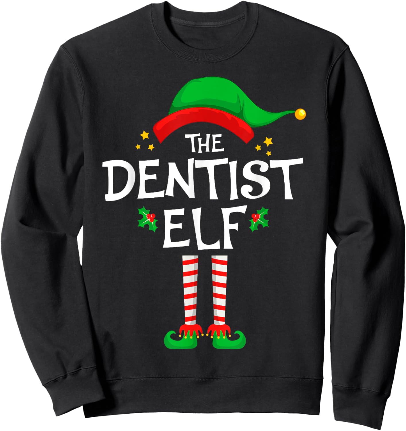 The Dentist Elf Christmas Family Matching Group Sweatshirt - Sweatshirt | Black