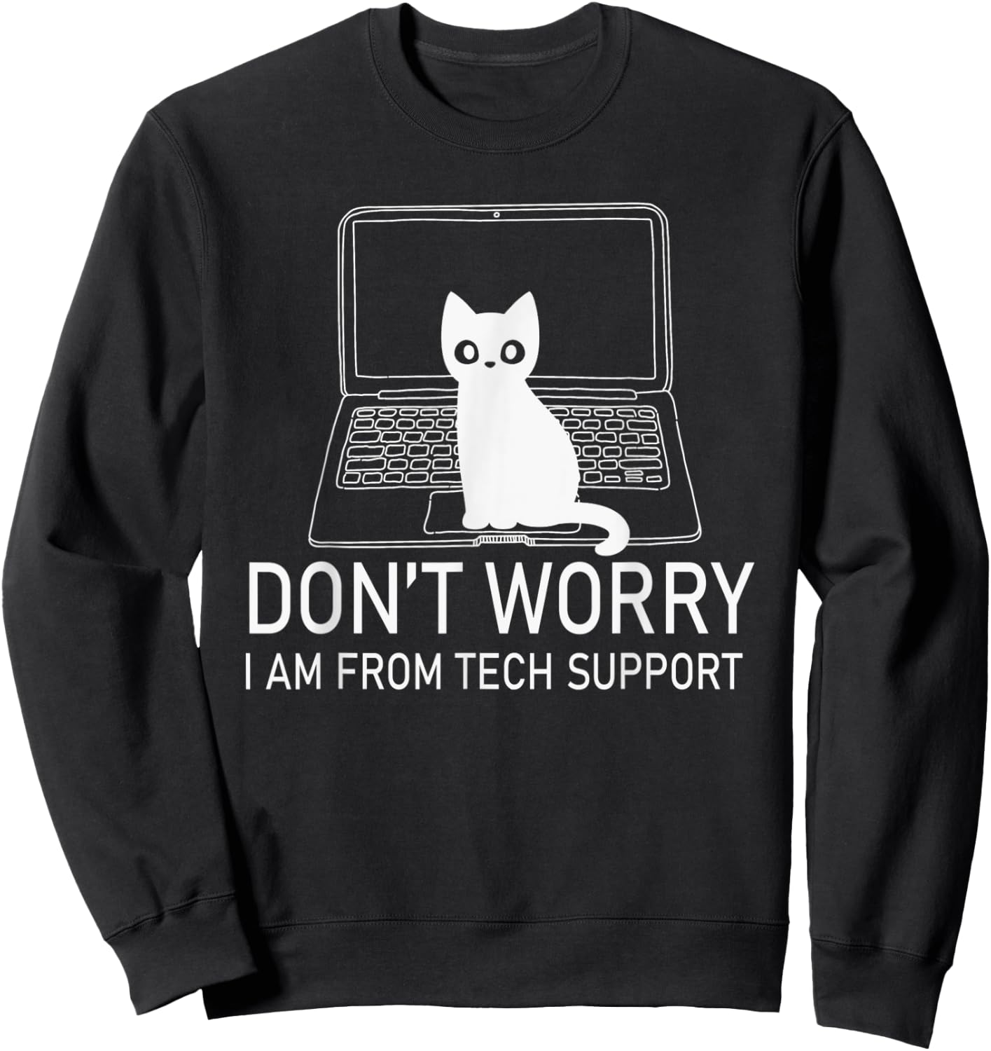 Don't Worry Cat Gaming PC Computer Laptop Mouse Keyboard Sweatshirt - Sweatshirt | Black
