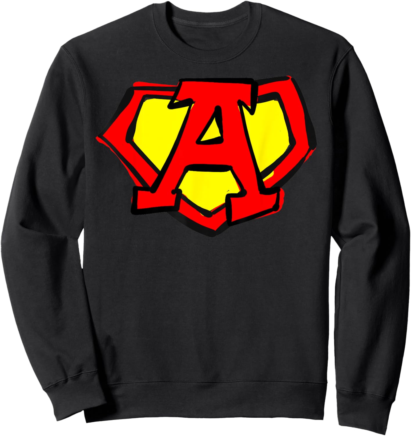 Superhero Letter on Chest A cute cartoon version Sweatshirt - Sweatshirt | Black