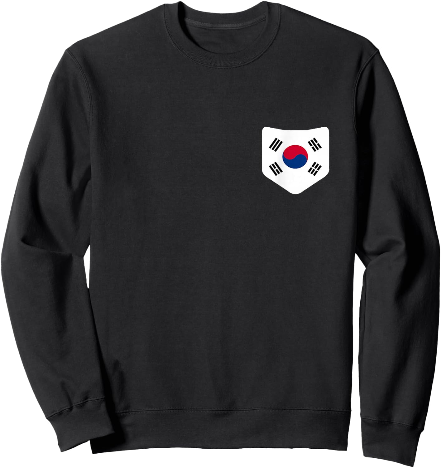 South Korea Flag with Printed South Korean Flag Pocket Sweatshirt - Sweatshirt | Black