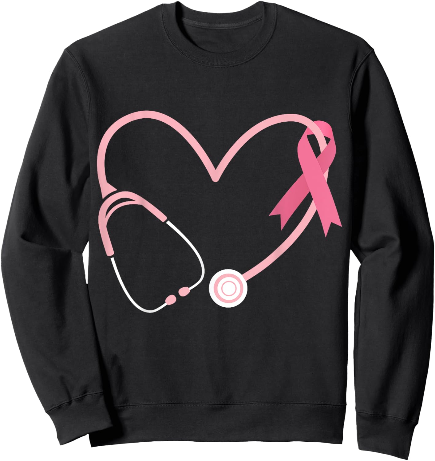 Doctor Nurse Heart Love Pink Ribbon Cute Breast Cancer Gifts Sweatshirt - Sweatshirt | Black