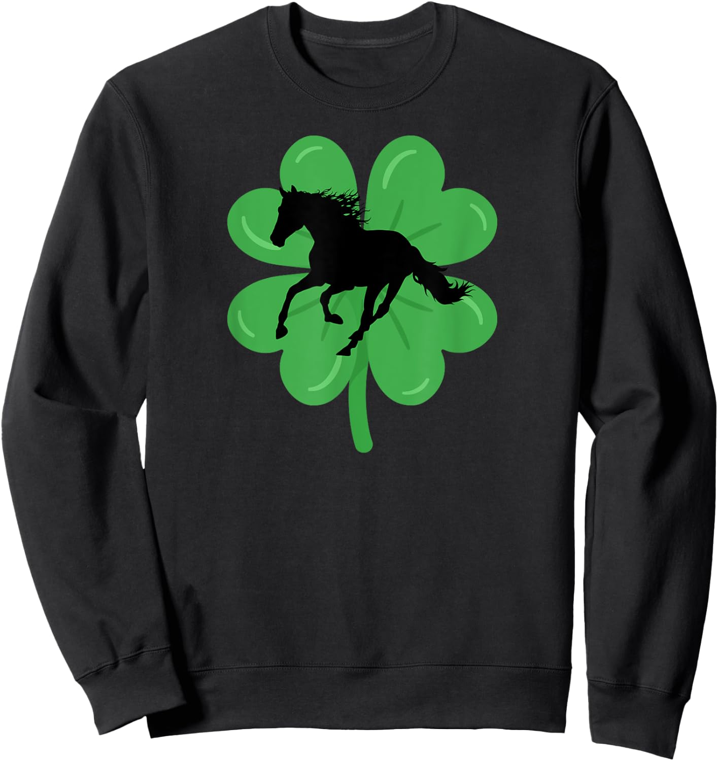 St Patricks Day Horse Lover Equestrian Rider Women Teen Girl Sweatshirt - Sweatshirt | Black