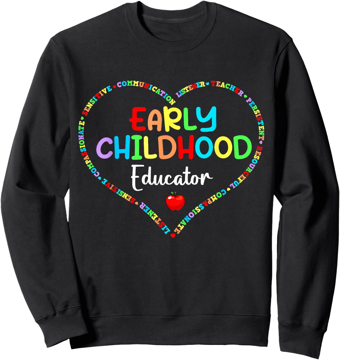 Early Childhood Educator Gift Men -Kids Black Cotton 60% Polyester 40% Short Sleeve Modern Cute Sweatshirt - Sweatshirt | Black