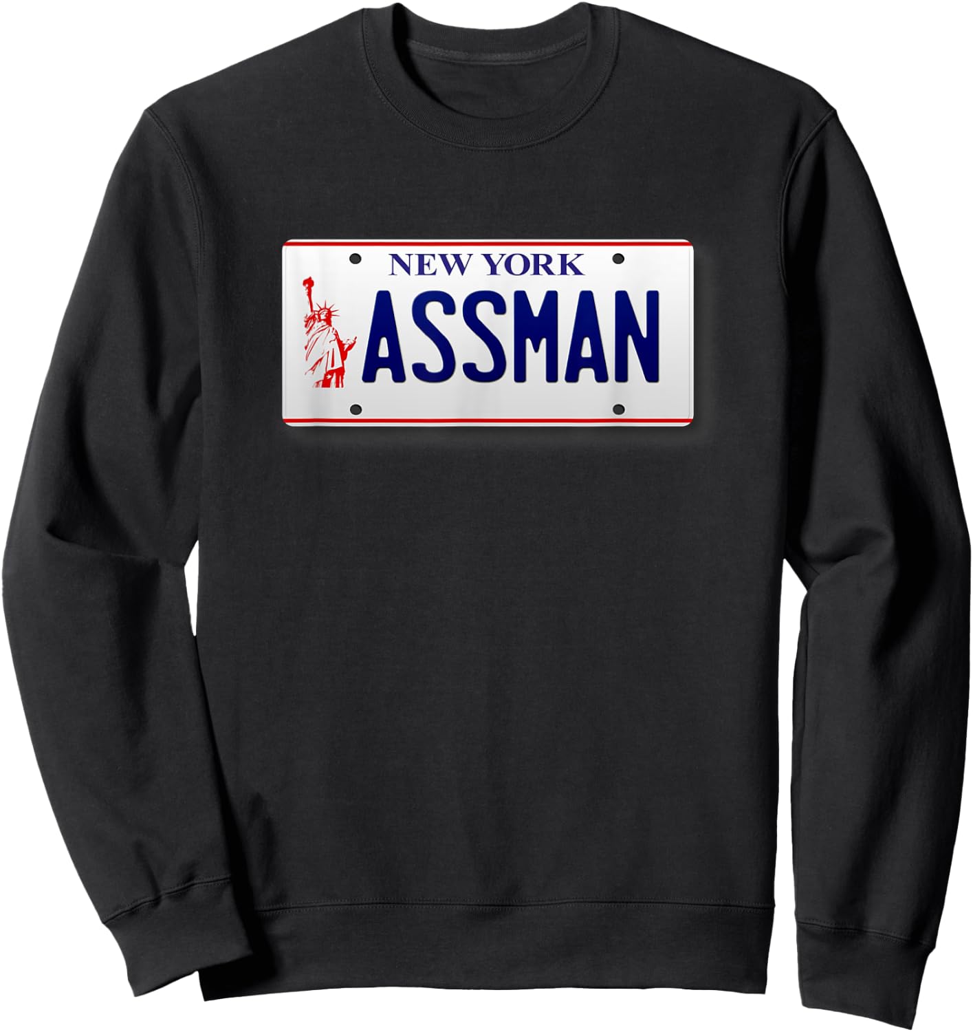 Assman New York License Plate Funny Sweatshirt - Sweatshirt | Black
