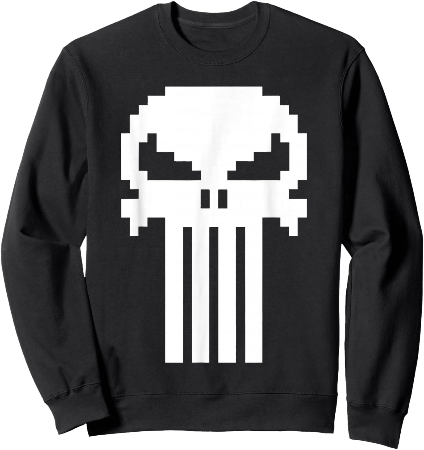 Marvel Punisher Pixelated Skull Vintage Chest Logo Sweatshirt - Sweatshirt | Black