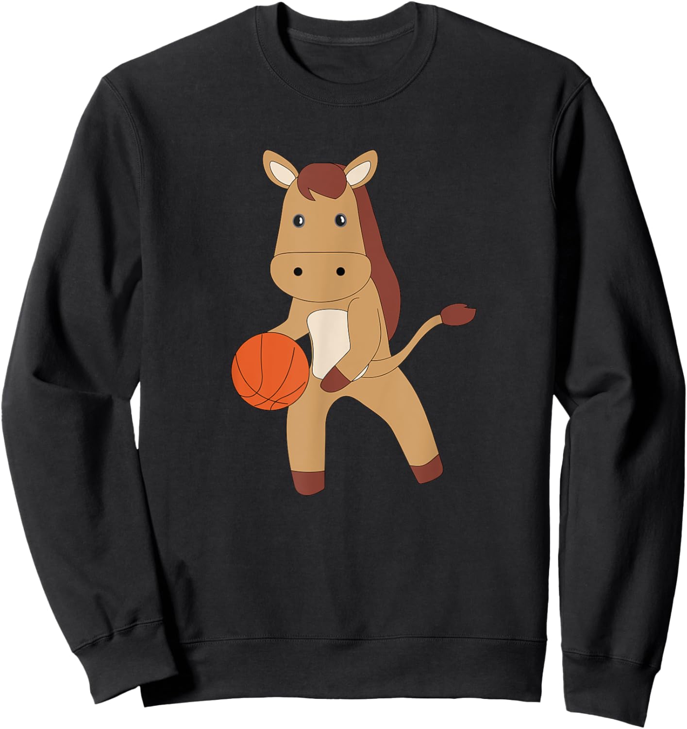 Horse Playing Basketball Cute Pony Basketball Player Sweatshirt - Sweatshirt | Black