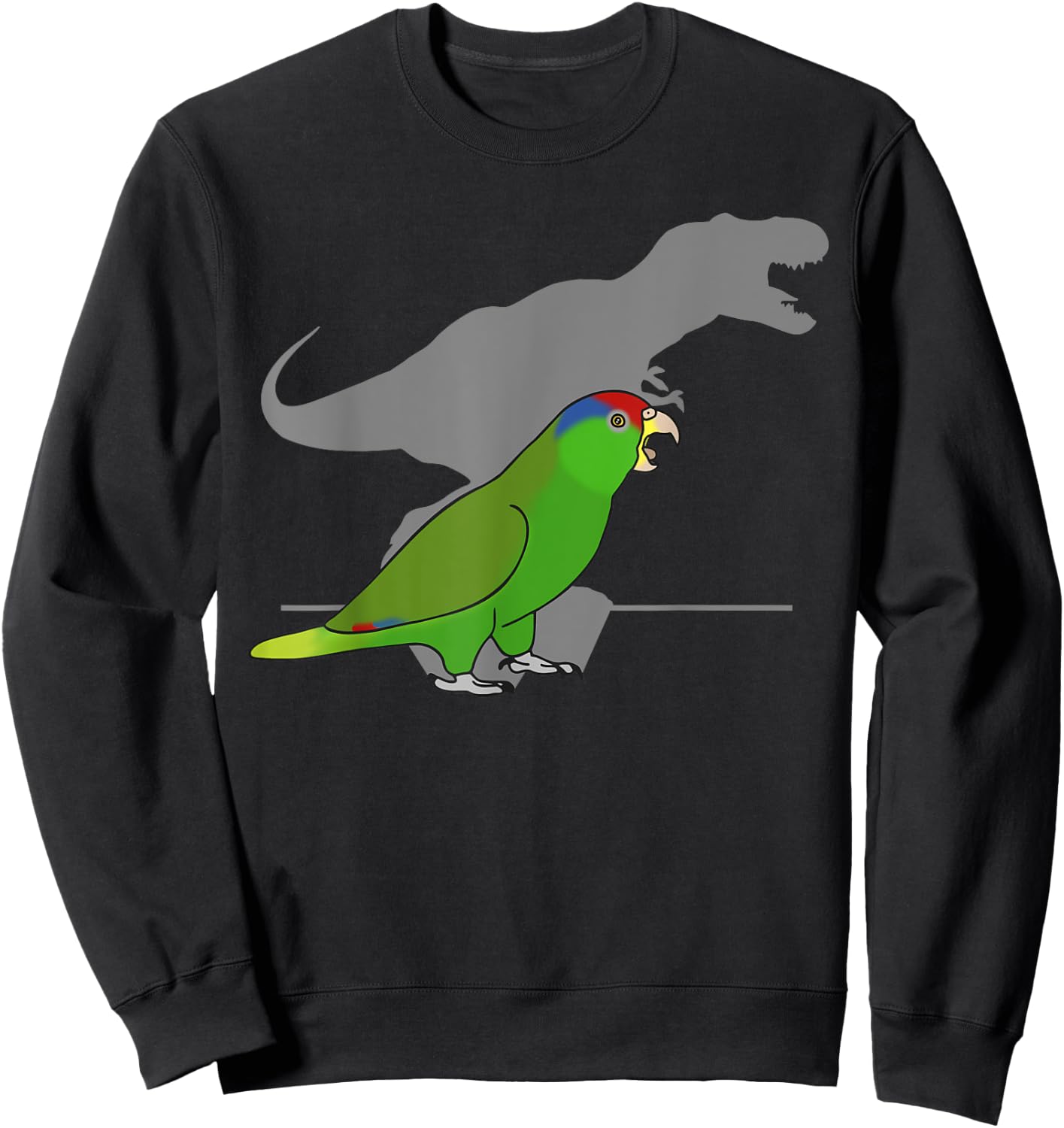 T-rex Red Headed Mexican Amazon, Birb Memes, Dinosaur Parrot Sweatshirt - Sweatshirt | Black