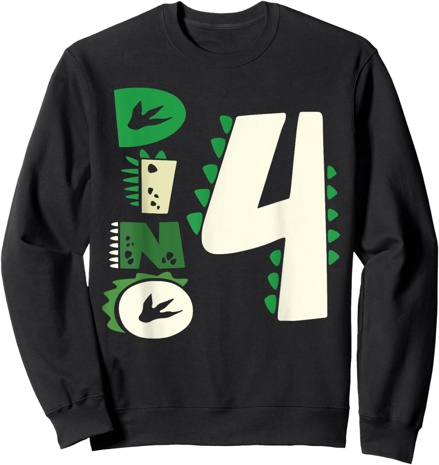 Dino Four Birthday Saurus Dinosaur Birthday Mom Dad Kids Sweatshirt - Sweatshirt | Black