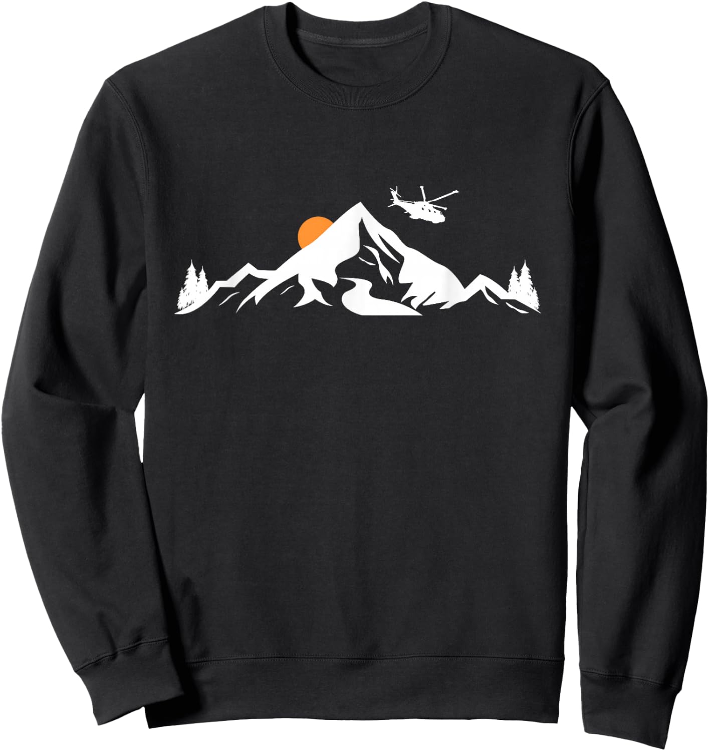 Helicopter Pilot Mountains Aviation Aircraft Chopper Sweatshirt - Sweatshirt | Black