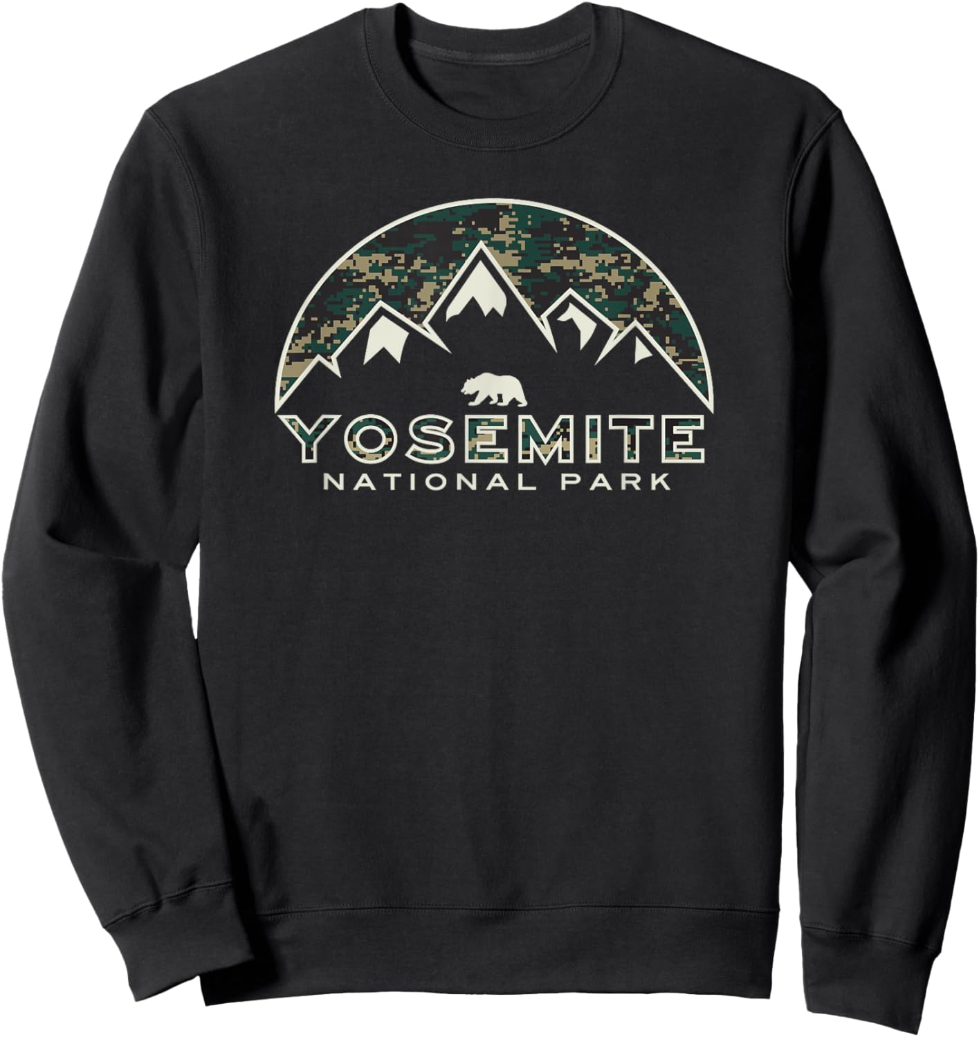 Yosemite National Park Destinations Yosemite National Park Retro Mountain Graphic - -Adults - Black - Small - - Short Sleeve Sweatshirt - Sweatshirt | Black