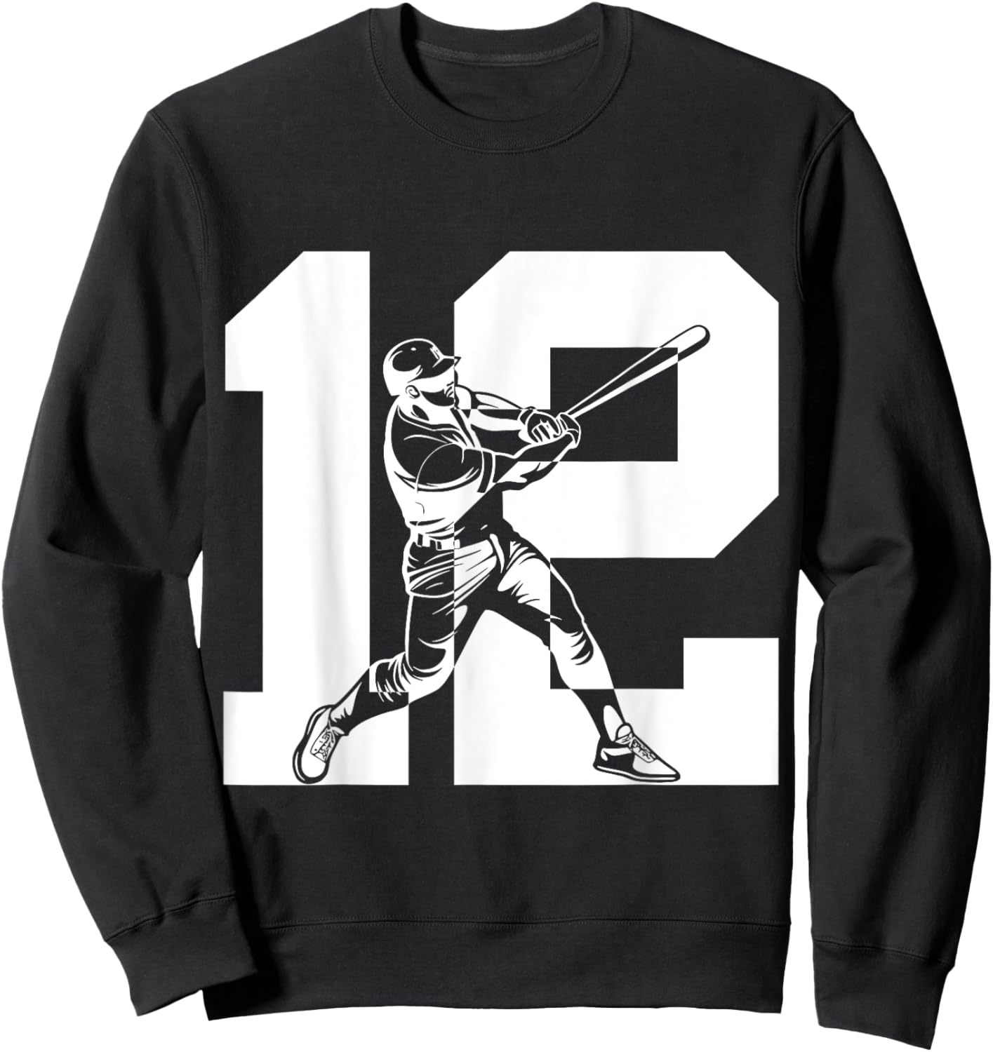 Number 12 Years Baseball 12th Birthday Sweatshirt - Sweatshirt | Black
