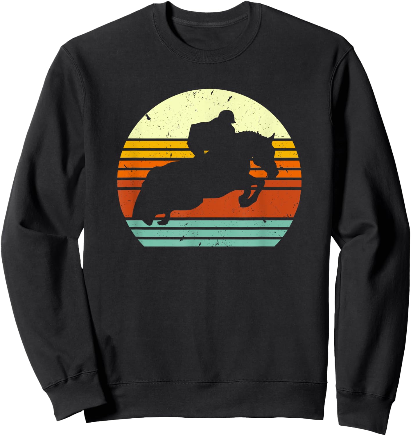 English Horse Show Jumping on Retro Sun Style Sweatshirt - Sweatshirt | Black