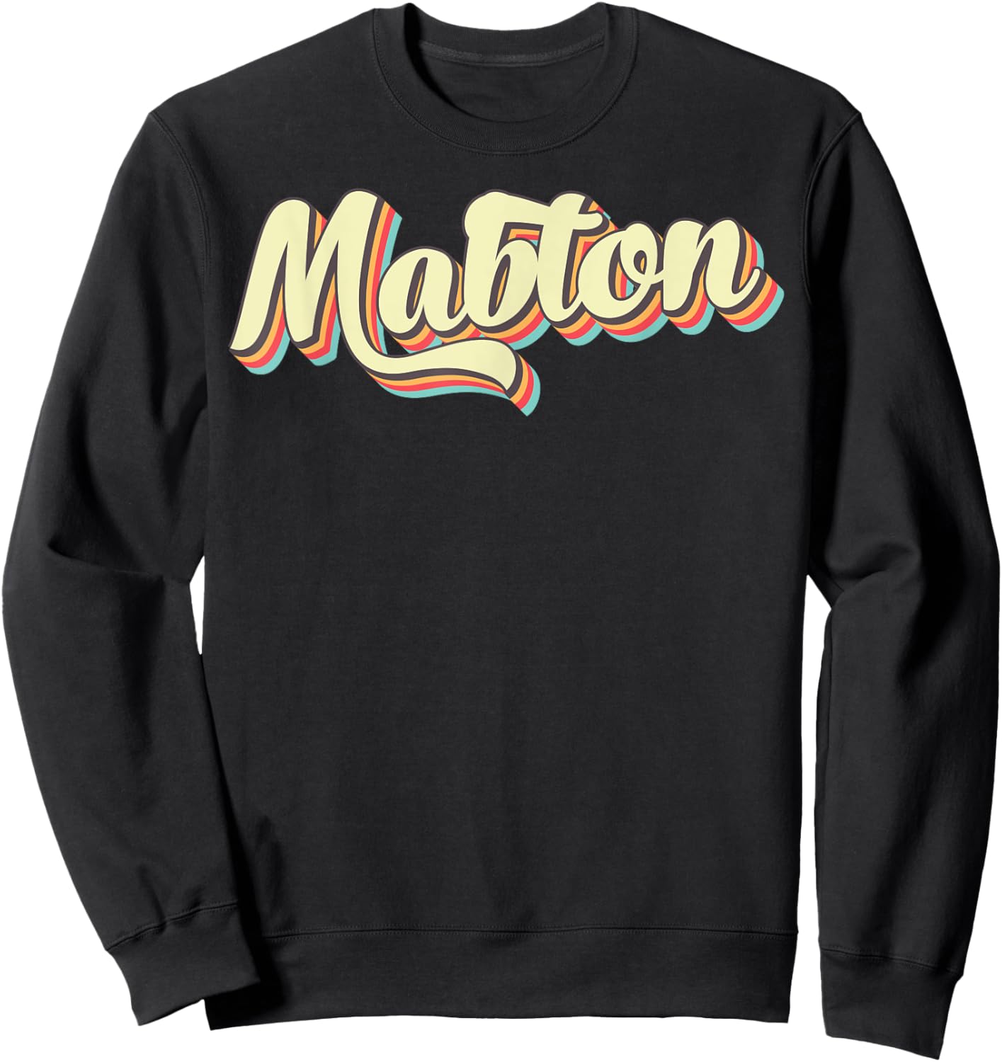 Mabton Retro Art Baseball Font Vintage Sweatshirt - Sweatshirt | Black