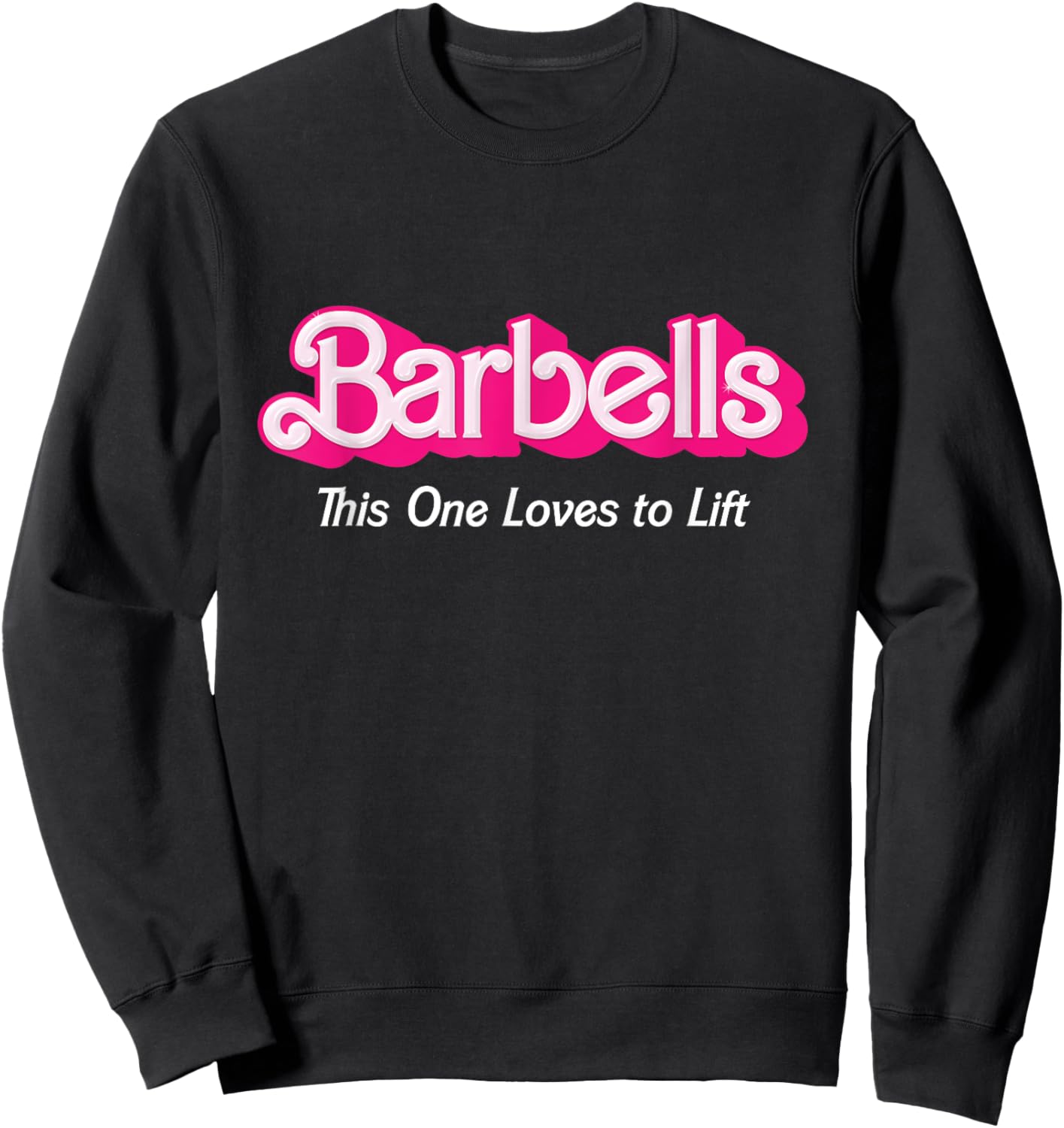 Barbells Pink Retro Workout Classic Girl Loves to Lift Gear Sweatshirt - Sweatshirt | Black