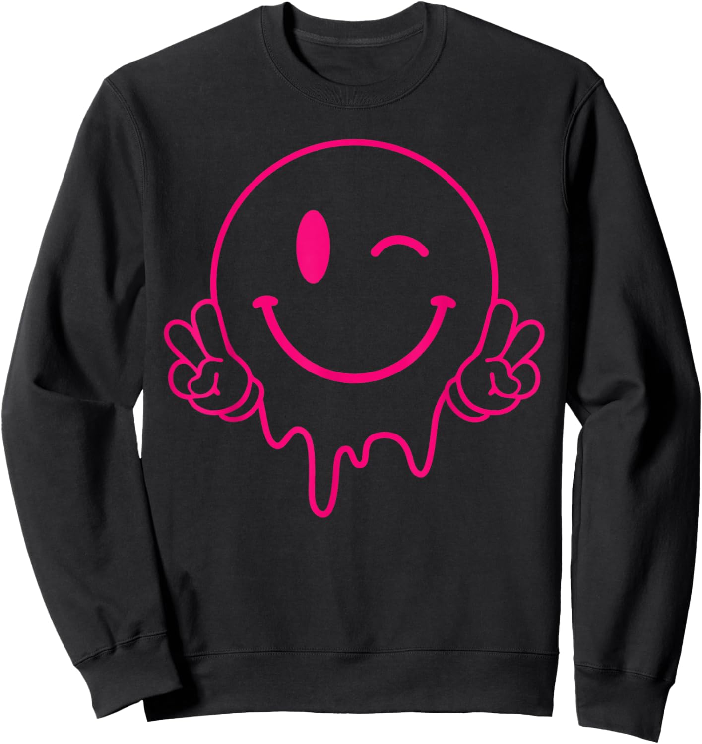 Melting Smile Funny Smiling Melted Dripping Face Cute Peace Sweatshirt - Sweatshirt | Black