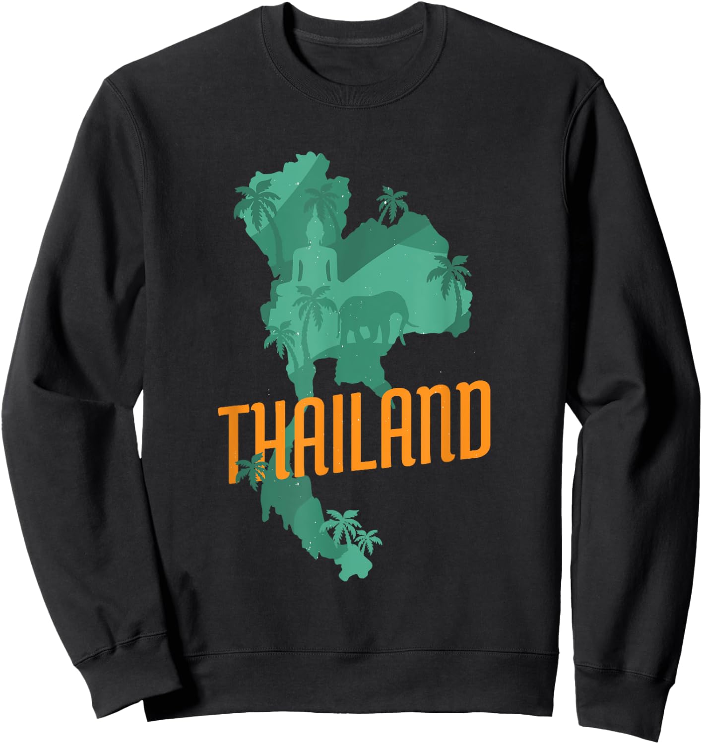 Patriotic Thai National Thailand Map Buddha Statue Elephant Women Kids Men Sweatshirt - Sweatshirt | Black