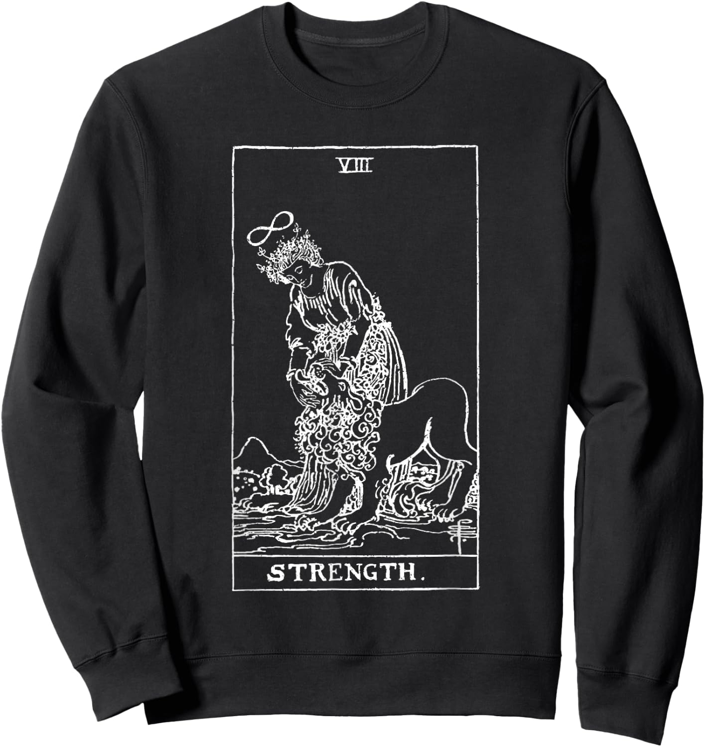 Strength Vintage Tarot Card - Cartomancy & Divination Gift Sweatshirt - Sweatshirt | Black