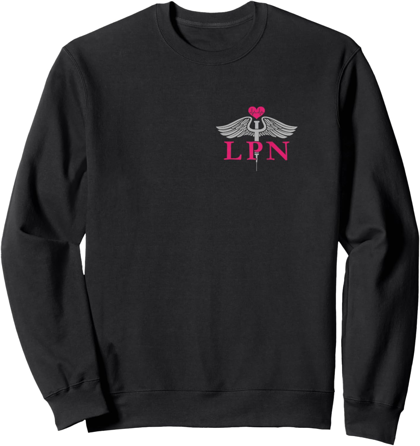 LPN Nurse Flag Caduceus Nursing Staff Sweatshirt - Sweatshirt | Black