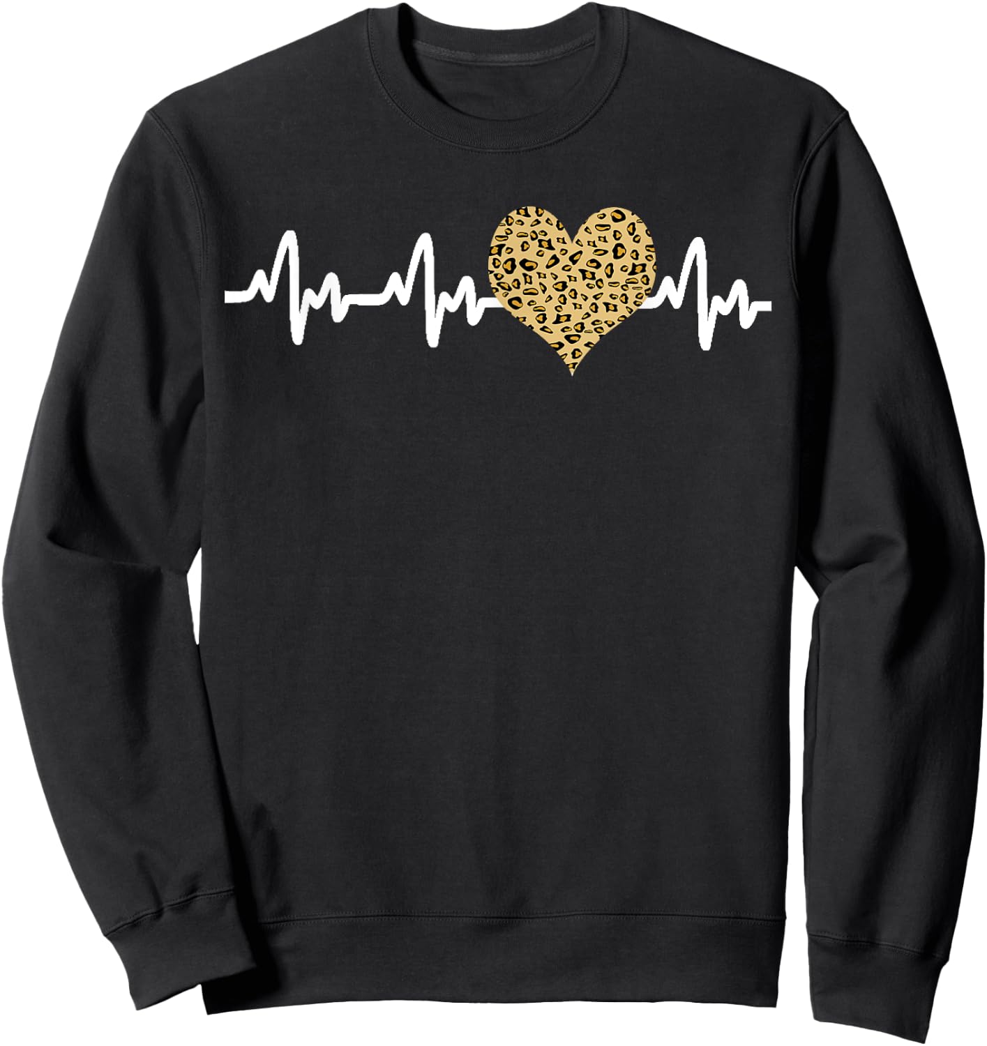 Cool Cheetah Leopard Print Heart Doctor Nurse Heartbeat EKG Sweatshirt - Sweatshirt | Black