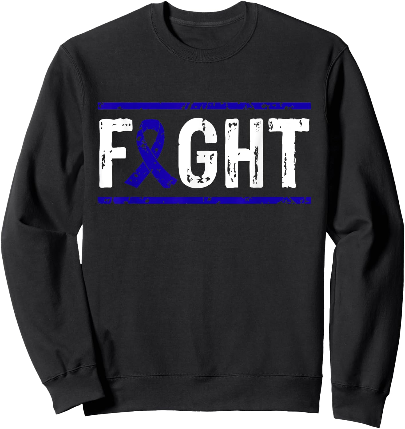 Rectal Cancer Awareness Fight Cancer Blue Ribbon Sweatshirt - Sweatshirt | Black