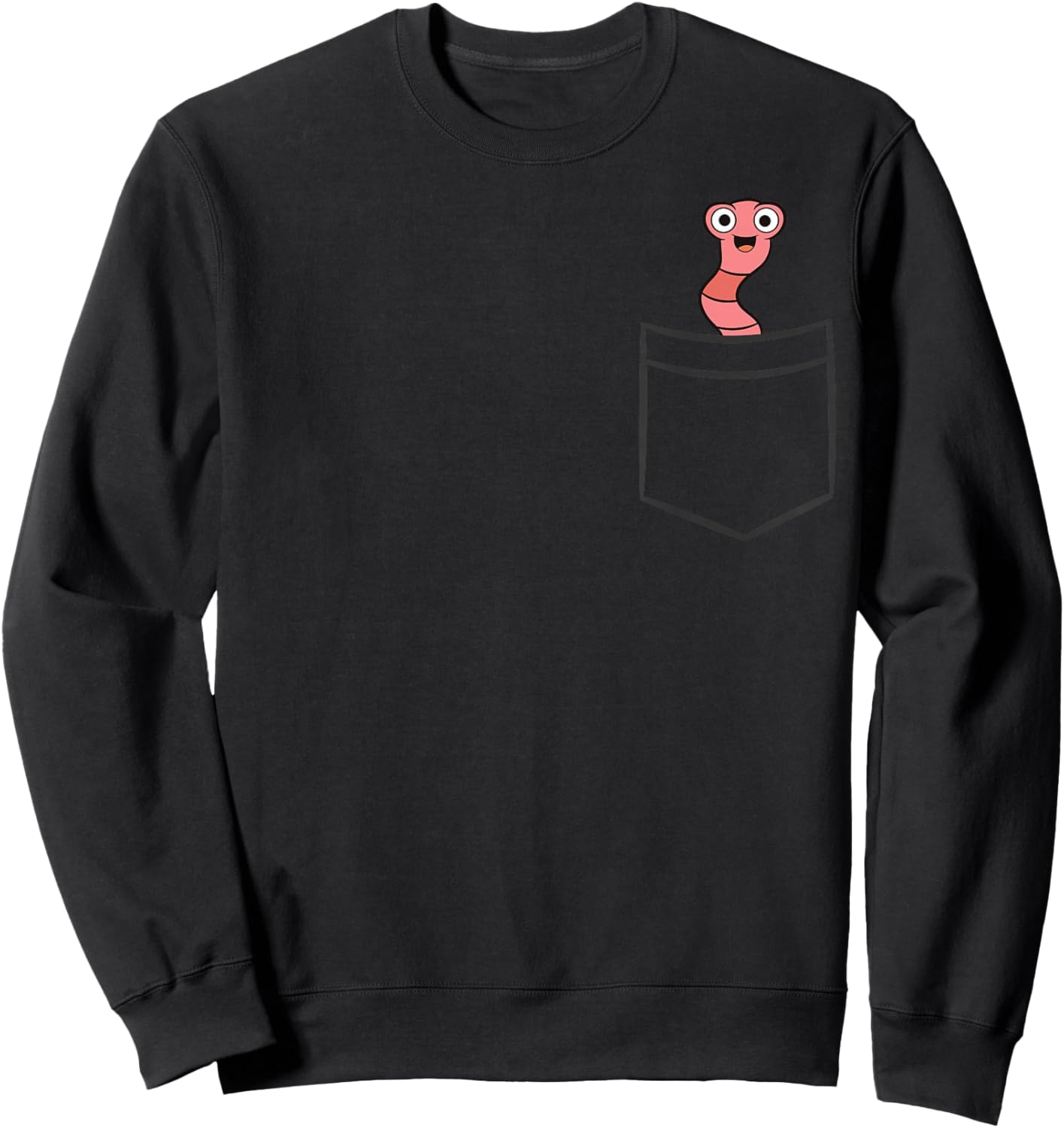 Worm In A Pocket Cute Red Wiggler Worm Sweatshirt - Sweatshirt | Black