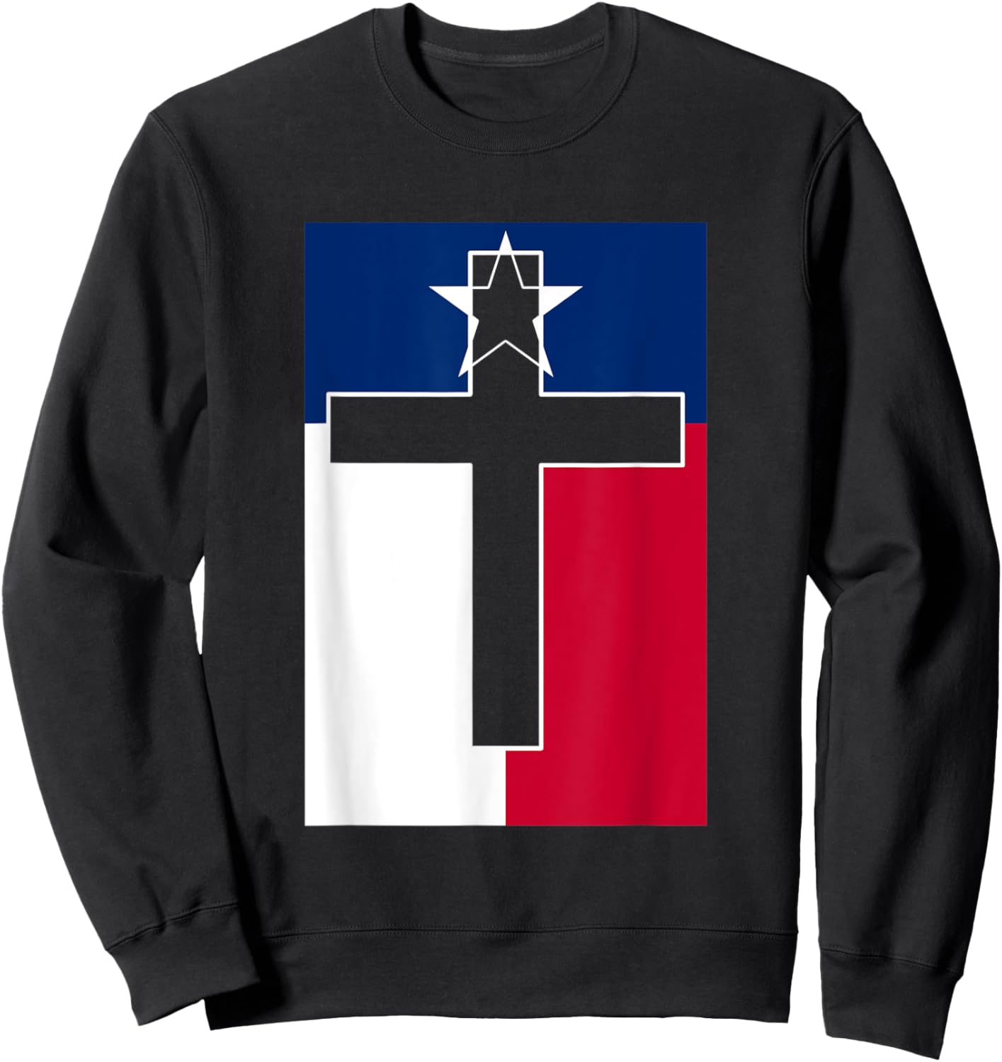Texas Flag Cross Christian Faith Patriotic Sweatshirt - Sweatshirt | Black